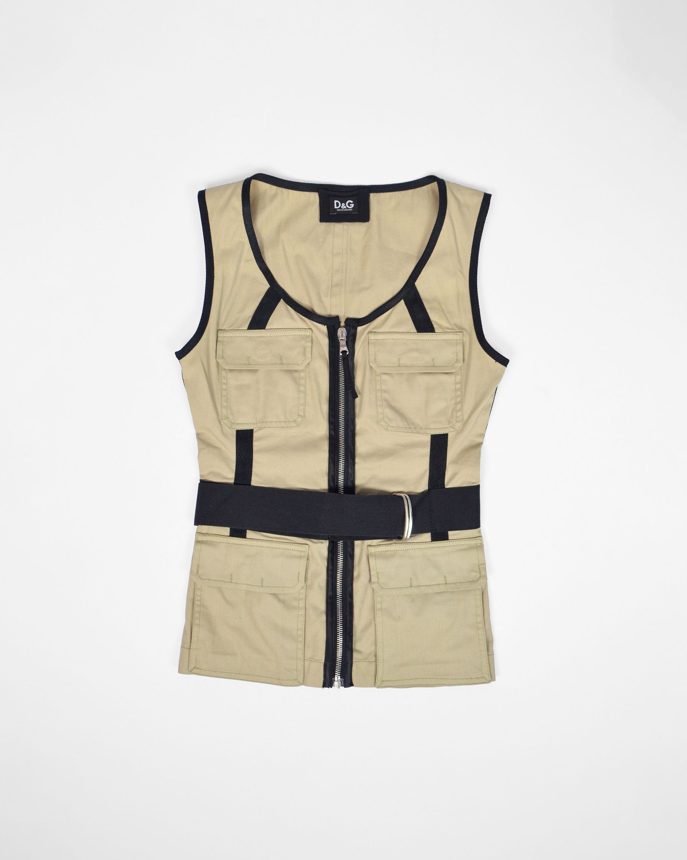 DOLCE & GABBANA 2000'S BONDAGE UTILITY VEST TOP