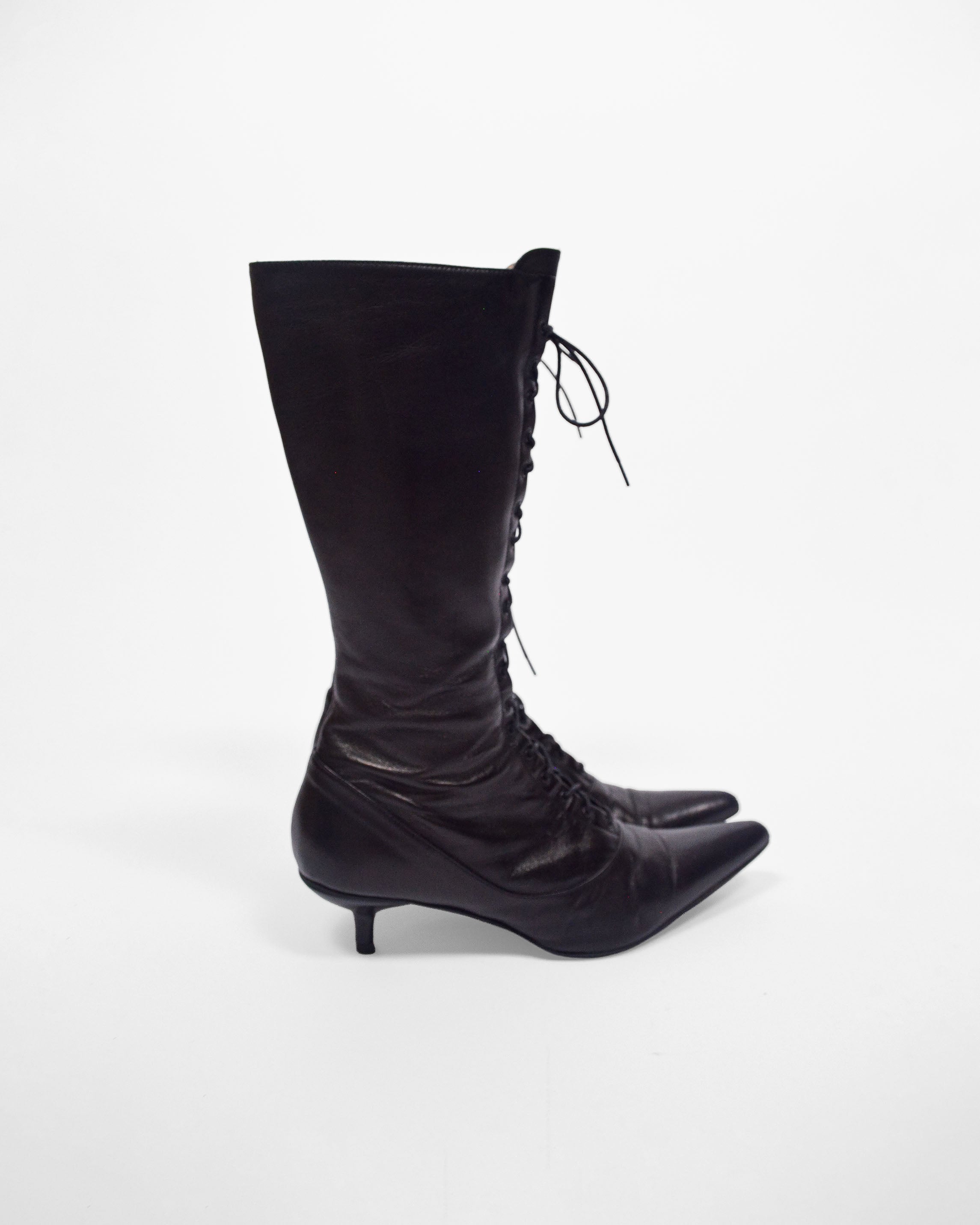 Fornaria Lace Up Leather Heeled Boots