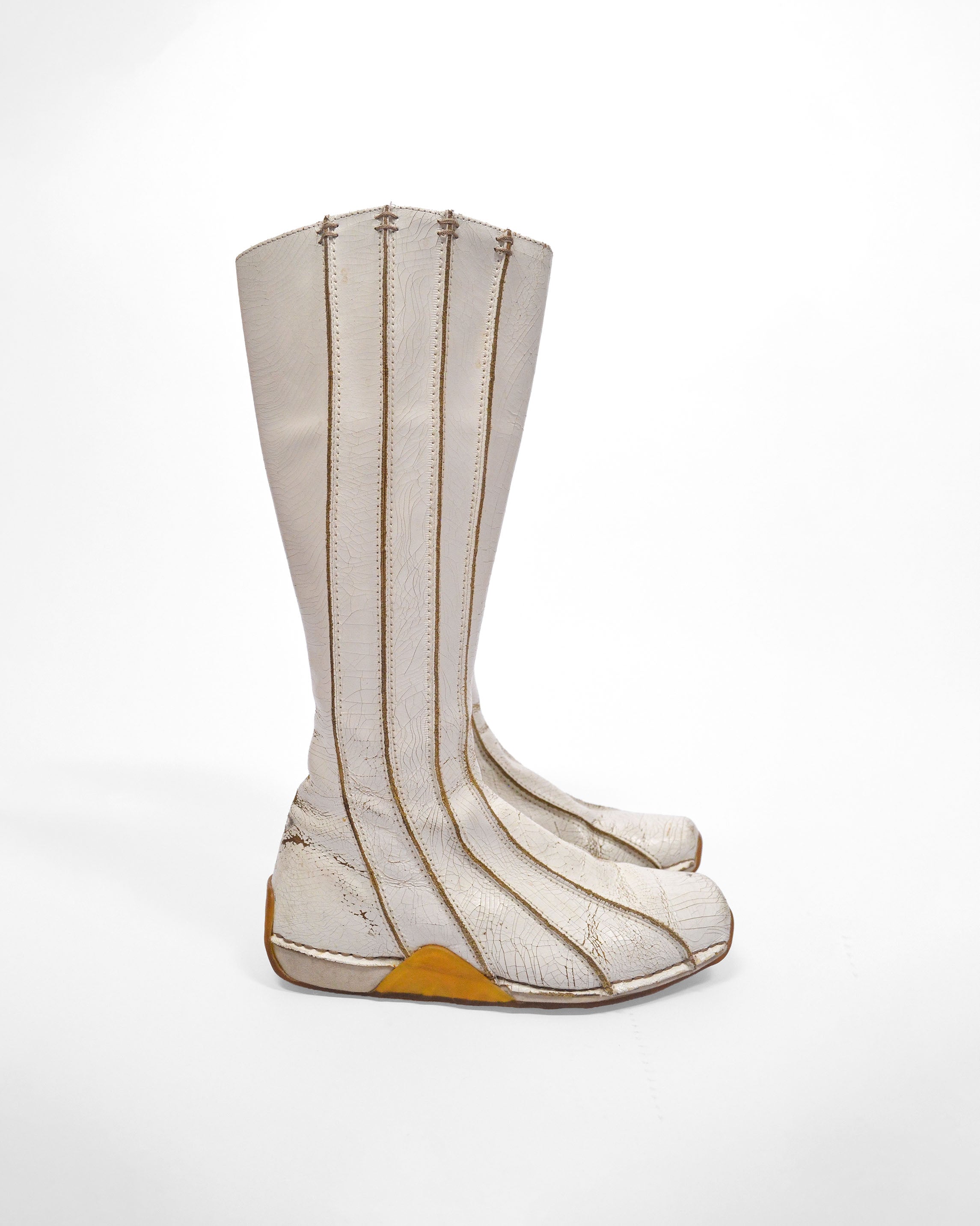 VINTAGE Y2K DIESEL PANELLED LEATHER KNEE-HIGH BOOTS
