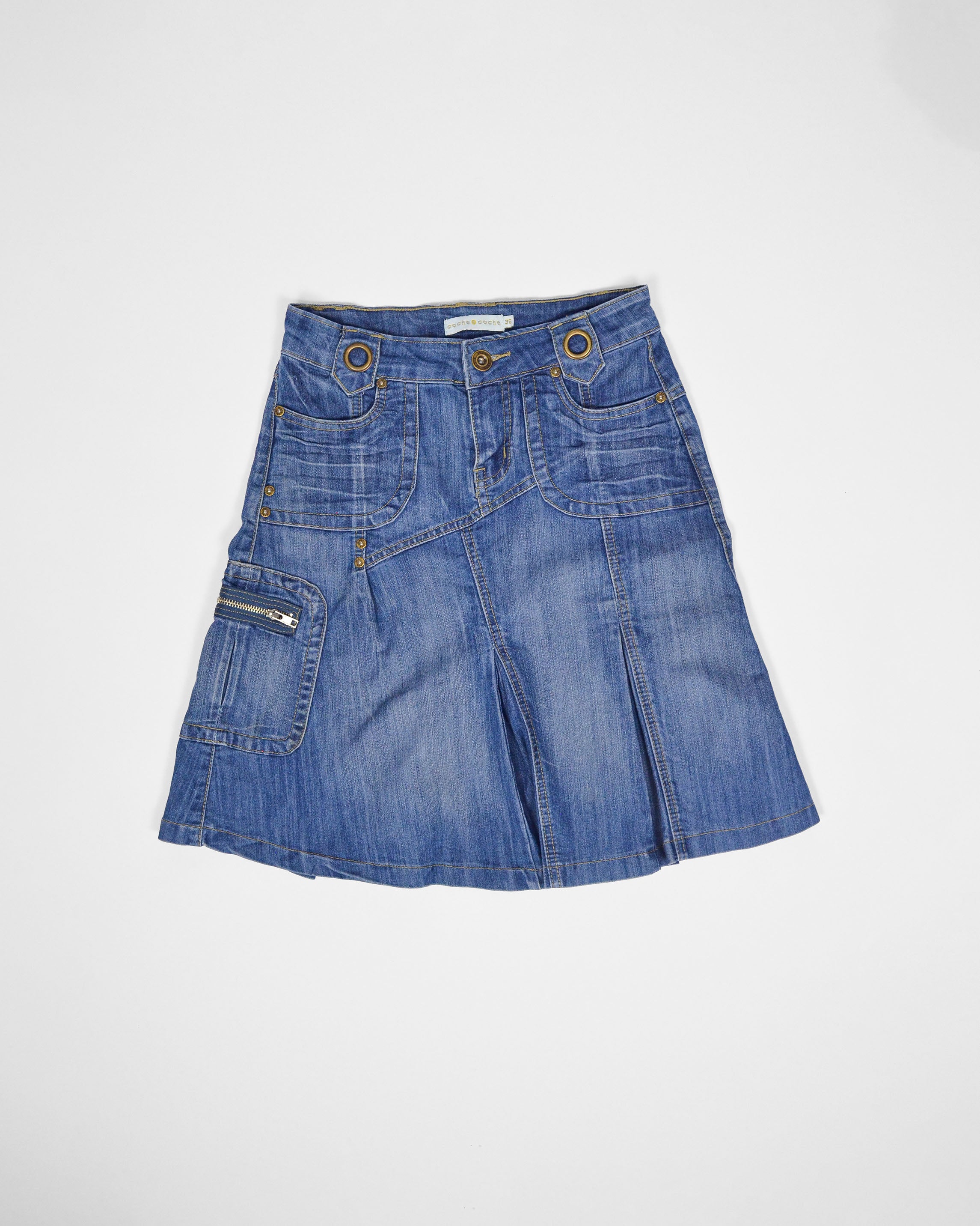 VINTAGE CACHE CACHE ITALIAN DENIM CARGO SKIRT