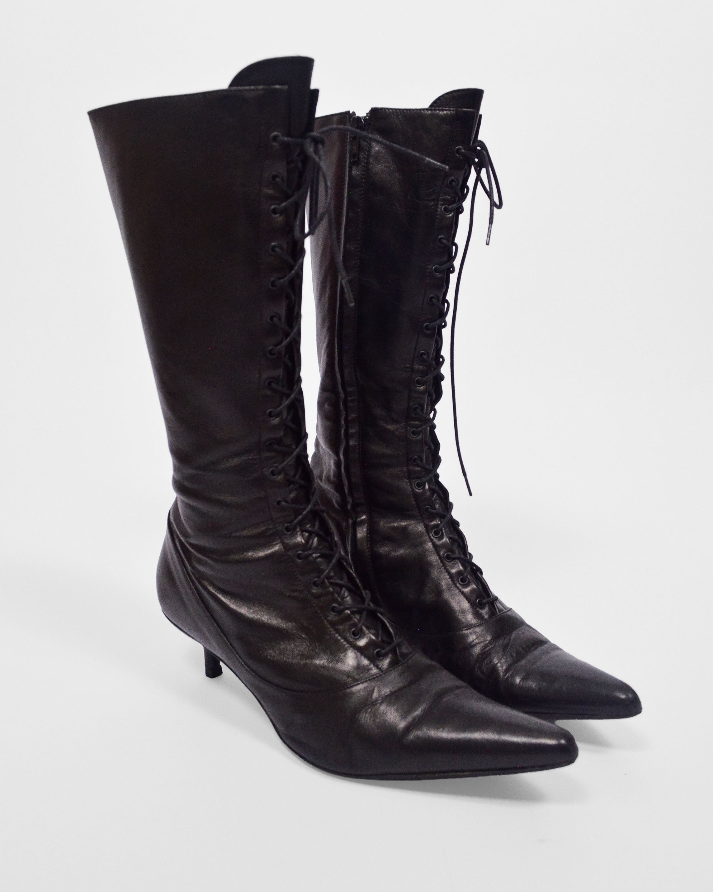 Fornaria Lace Up Leather Heeled Boots