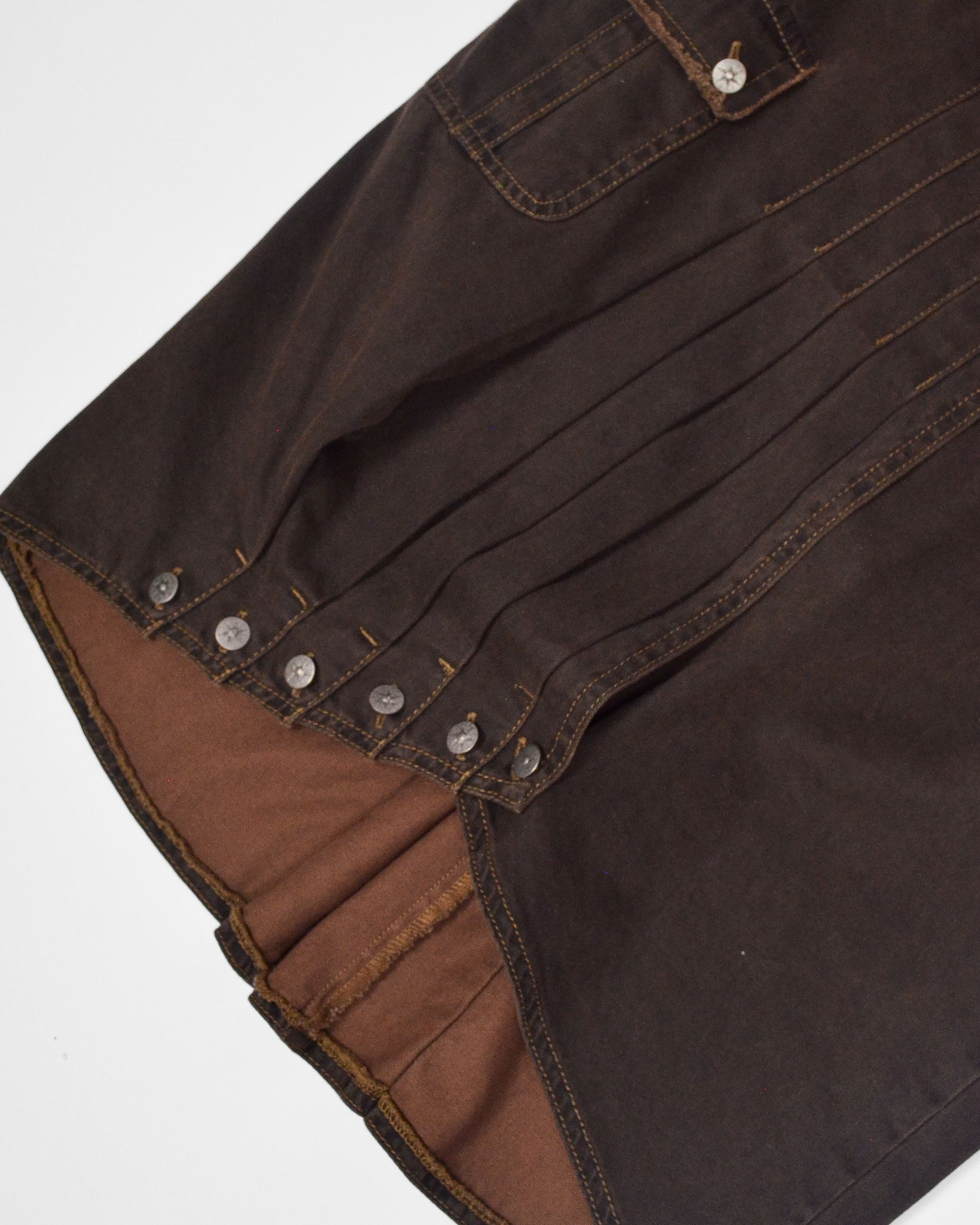 VINTAGE MADE IN FRANCE ASYMMETRIC PLEATED MIDI SKIRT
