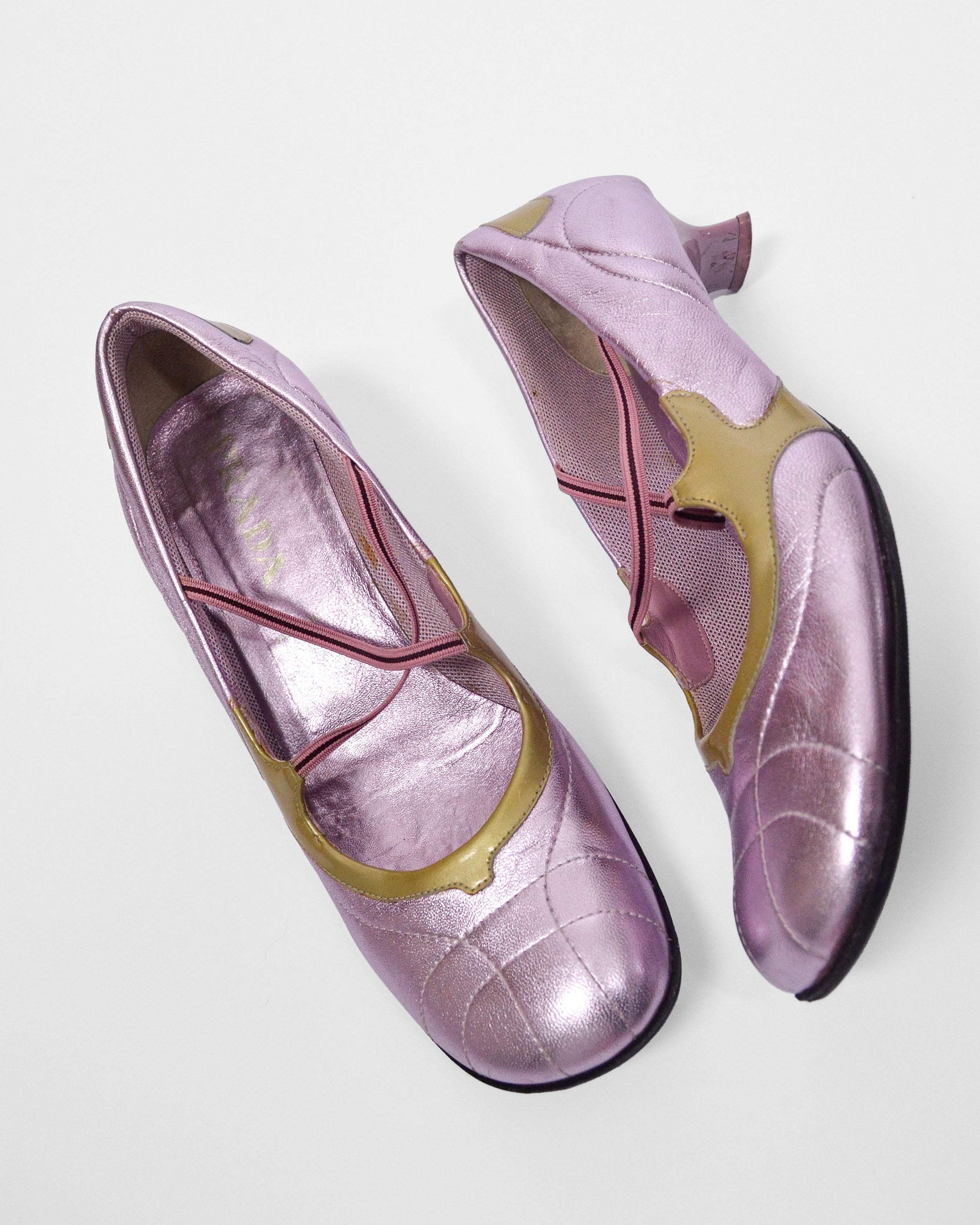 90s Prada Metallic Sporty Mary Janes