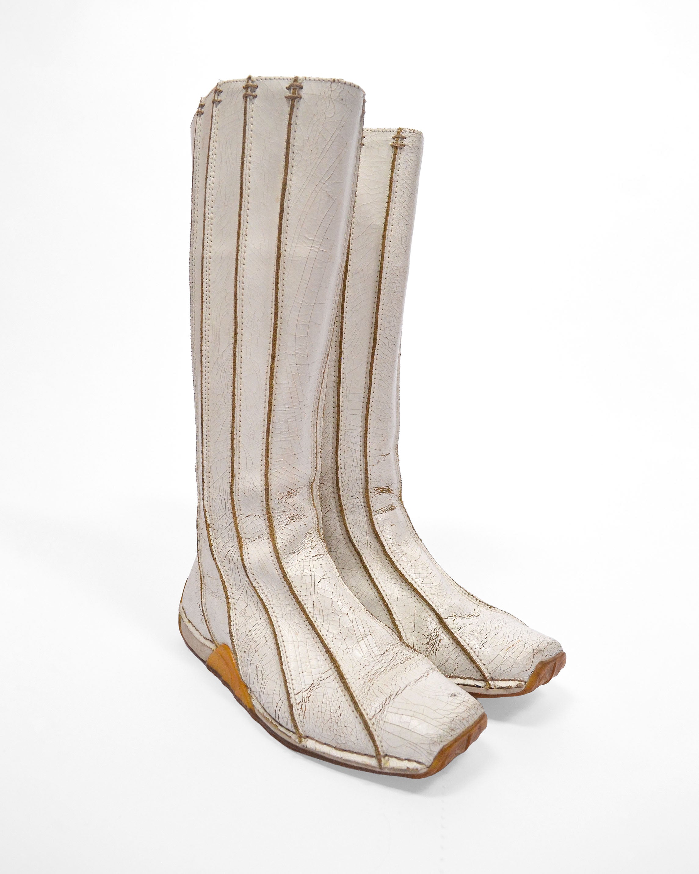 VINTAGE Y2K DIESEL PANELLED LEATHER KNEE-HIGH BOOTS