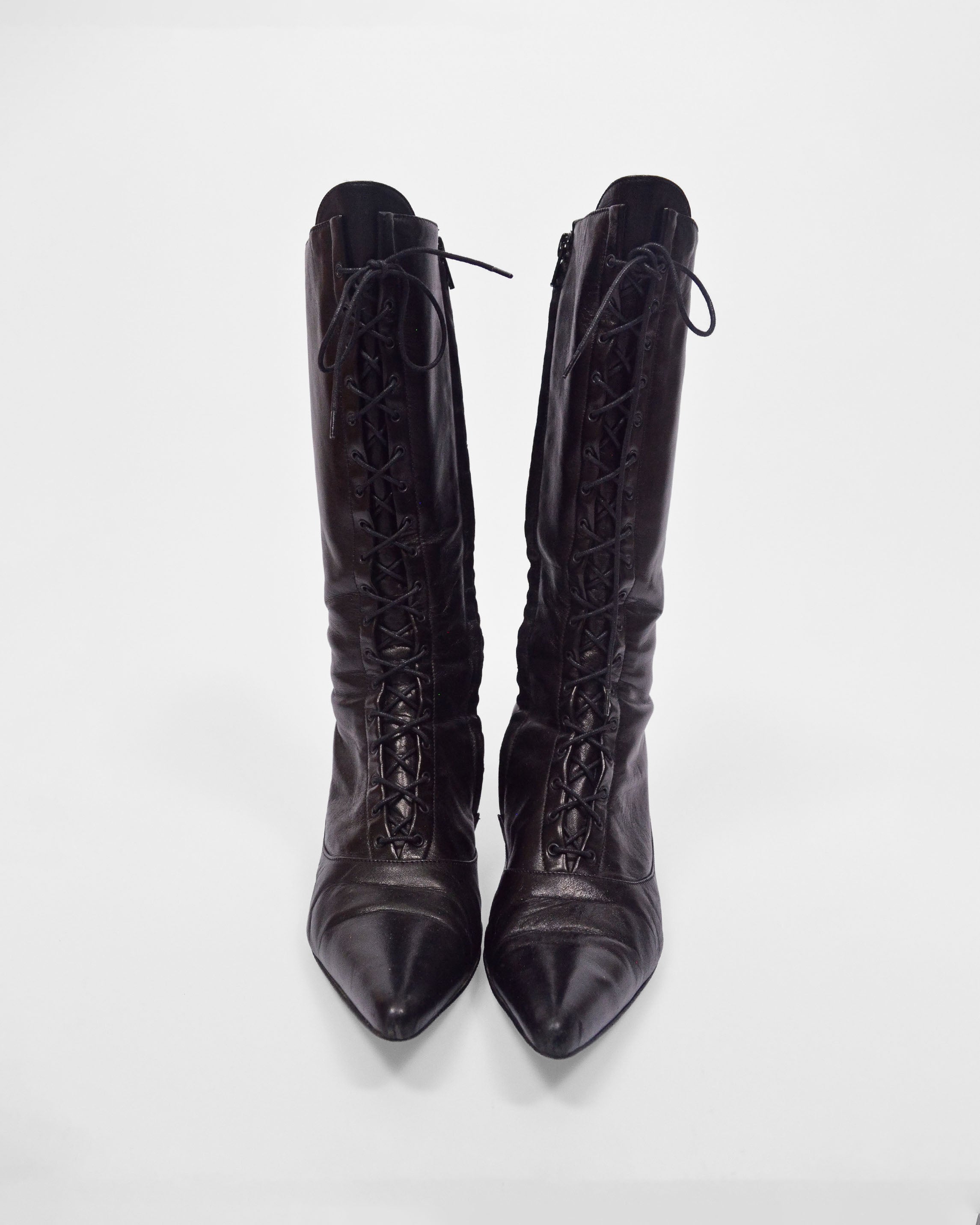 Fornaria Lace Up Leather Heeled Boots