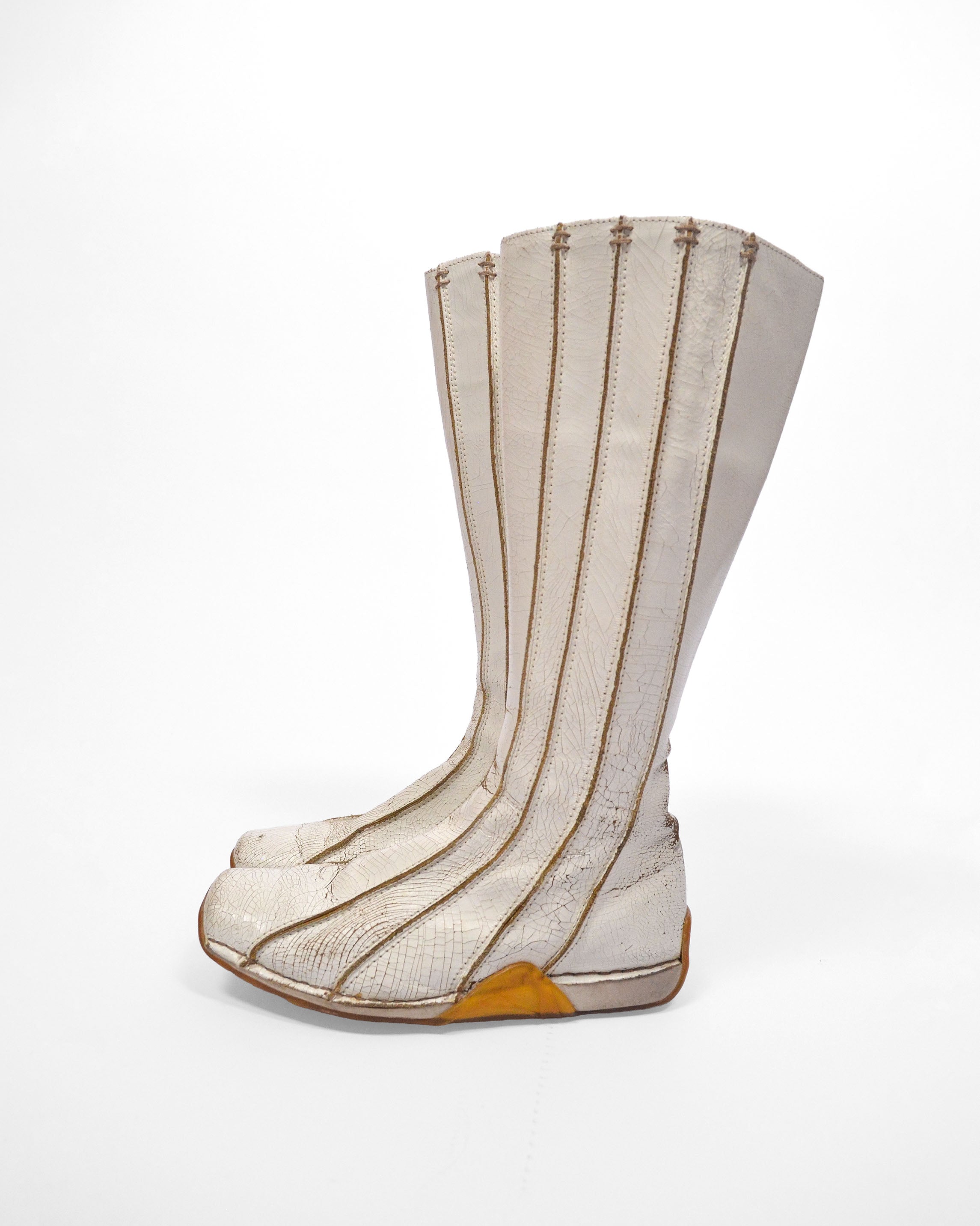 VINTAGE Y2K DIESEL PANELLED LEATHER KNEE-HIGH BOOTS