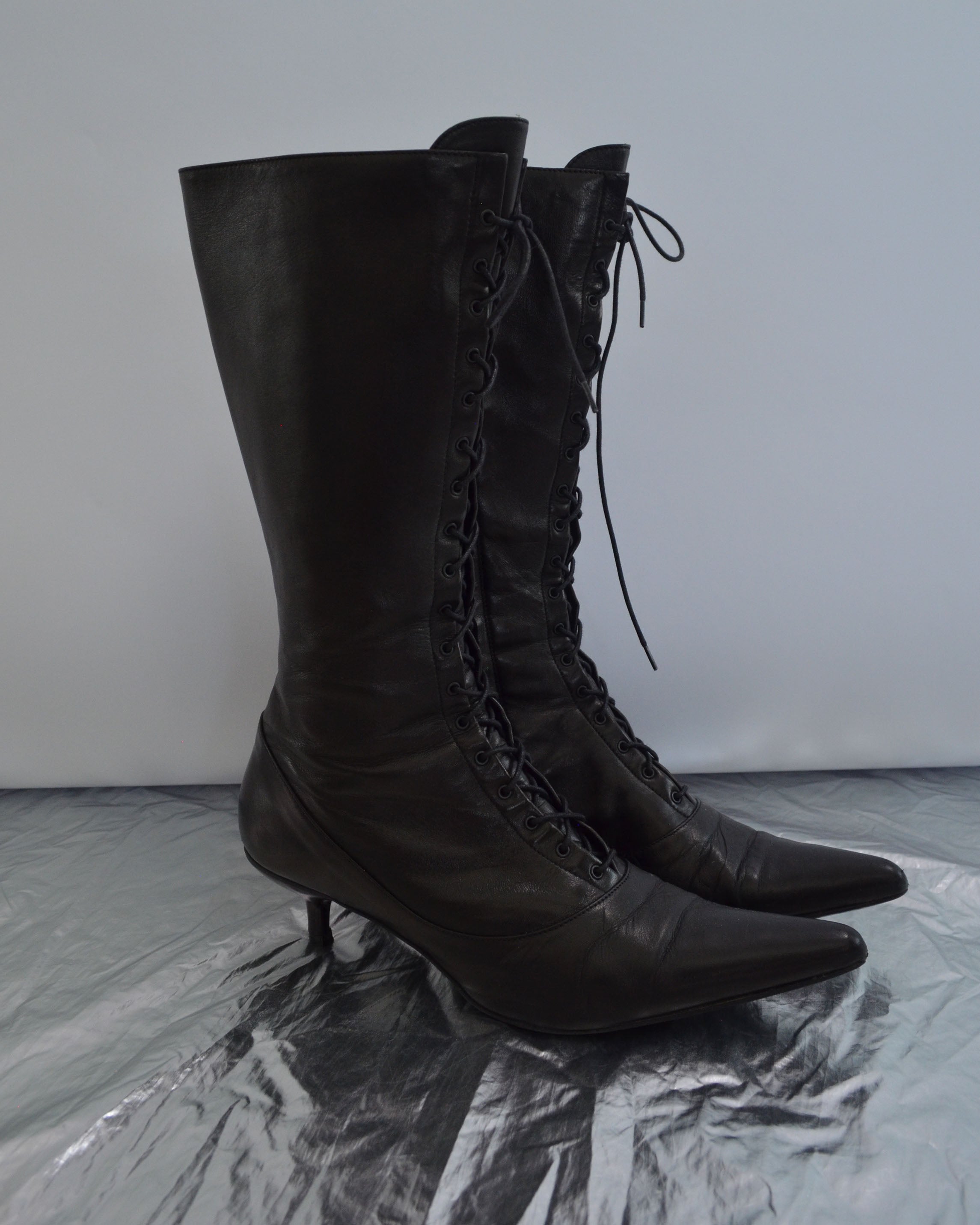 Fornaria Lace Up Leather Heeled Boots
