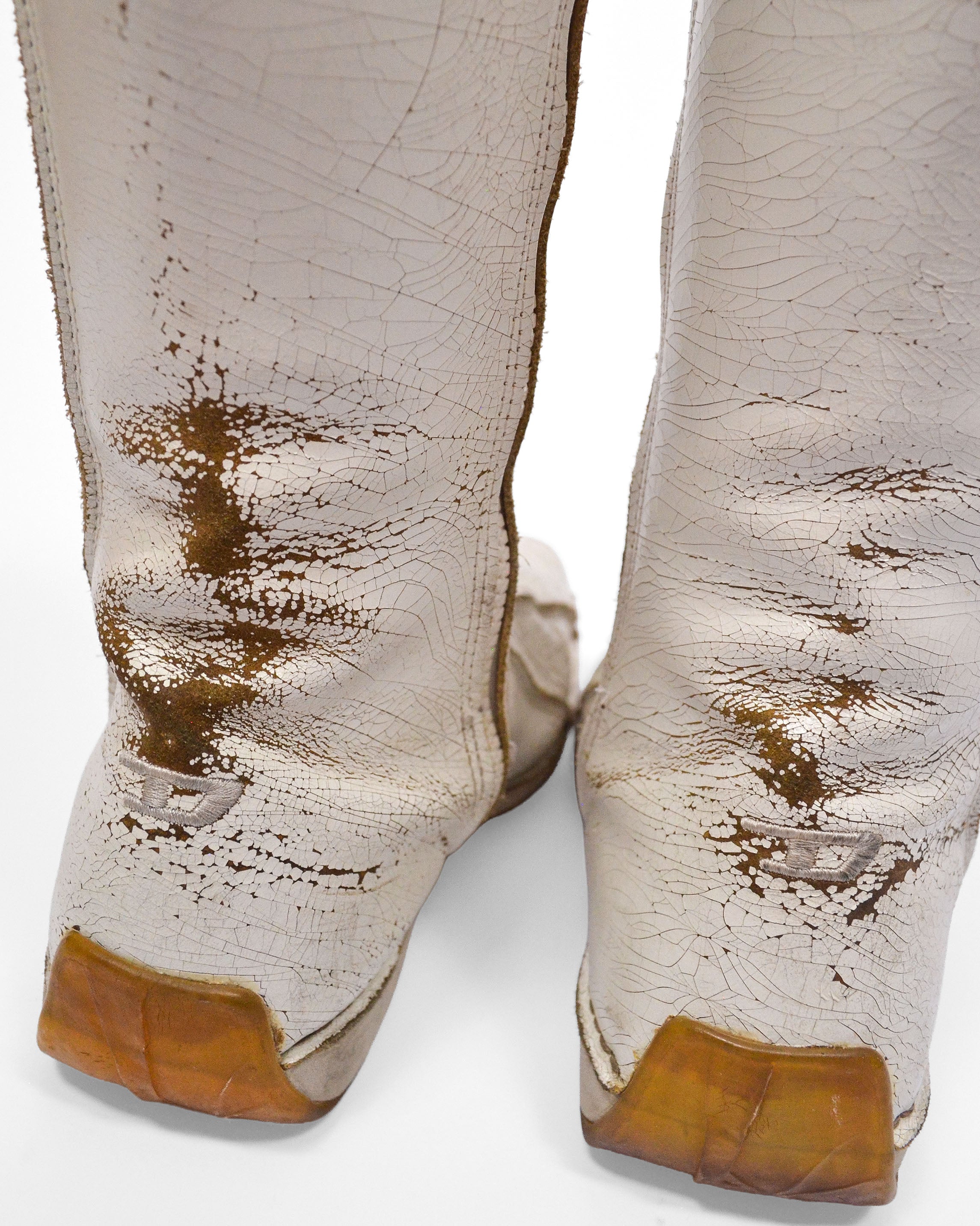 VINTAGE Y2K DIESEL PANELLED LEATHER KNEE-HIGH BOOTS
