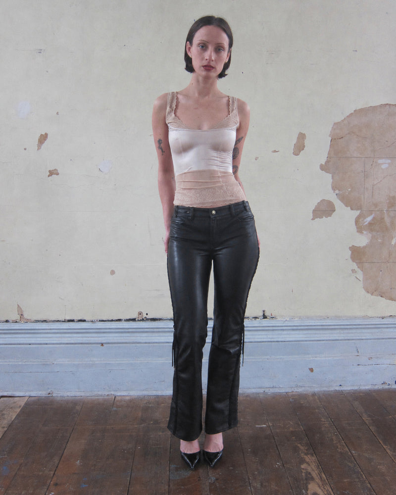 FW2002 BRAIDED LEATHER PANTS
