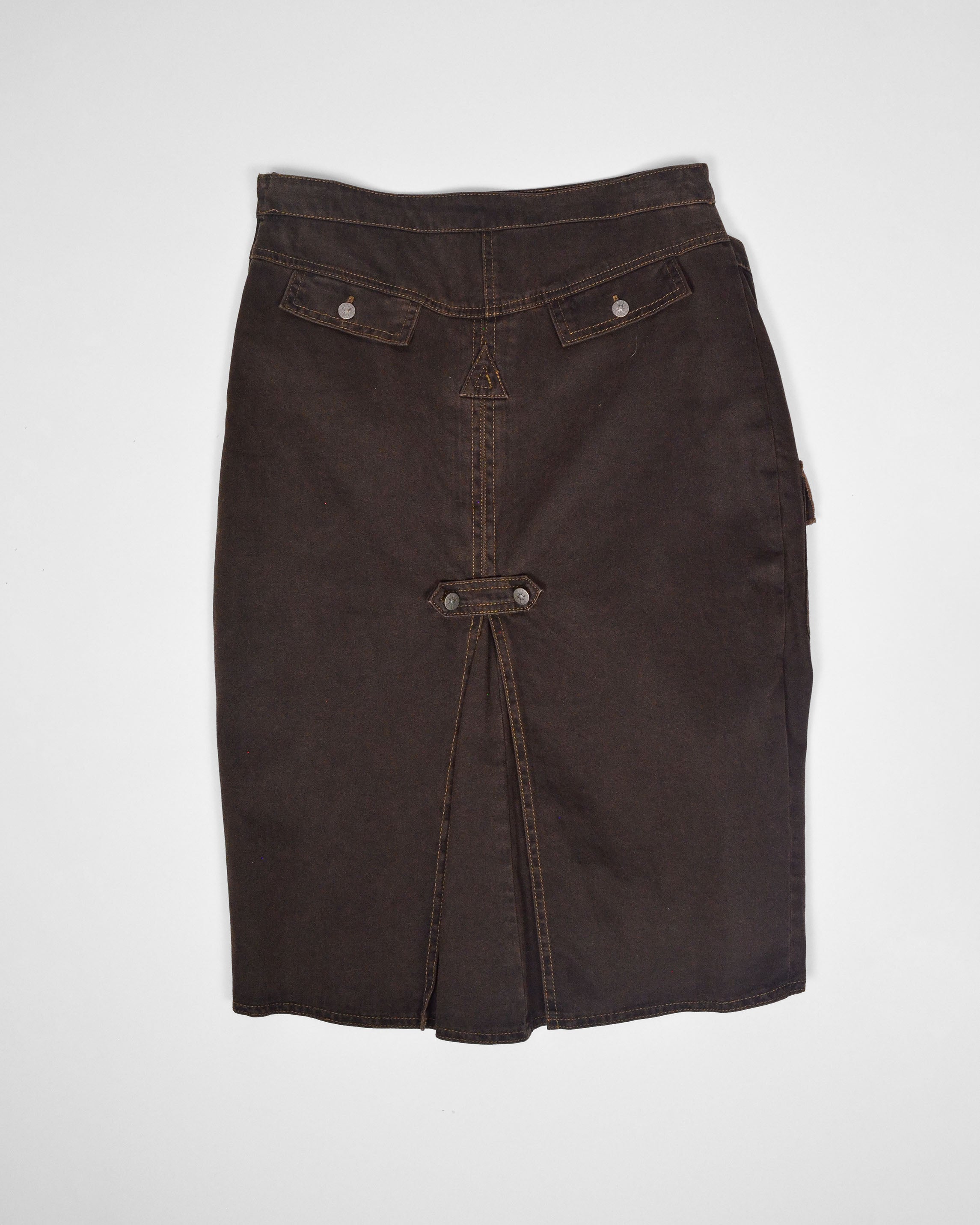 VINTAGE MADE IN FRANCE ASYMMETRIC PLEATED MIDI SKIRT