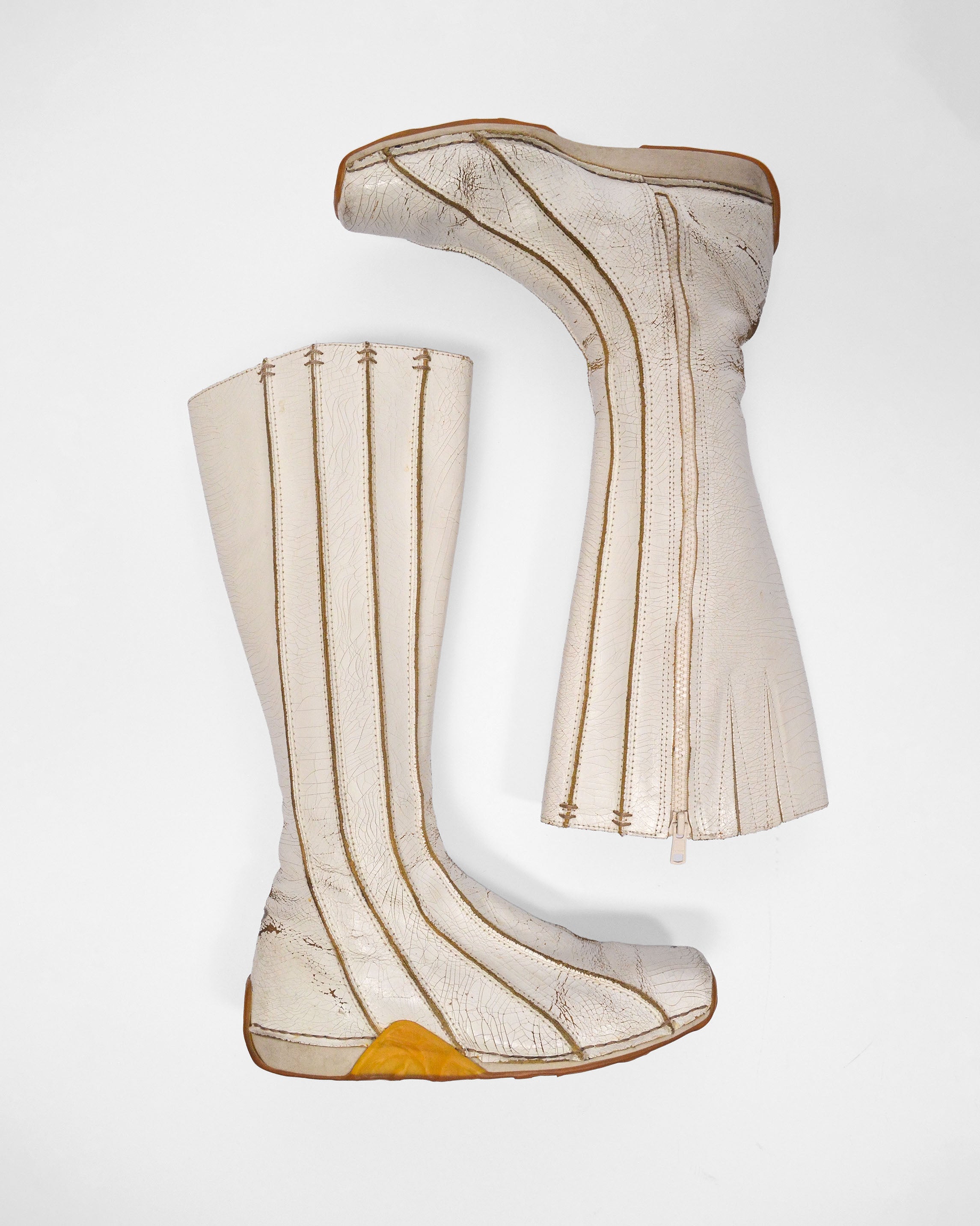 VINTAGE Y2K DIESEL PANELLED LEATHER KNEE-HIGH BOOTS