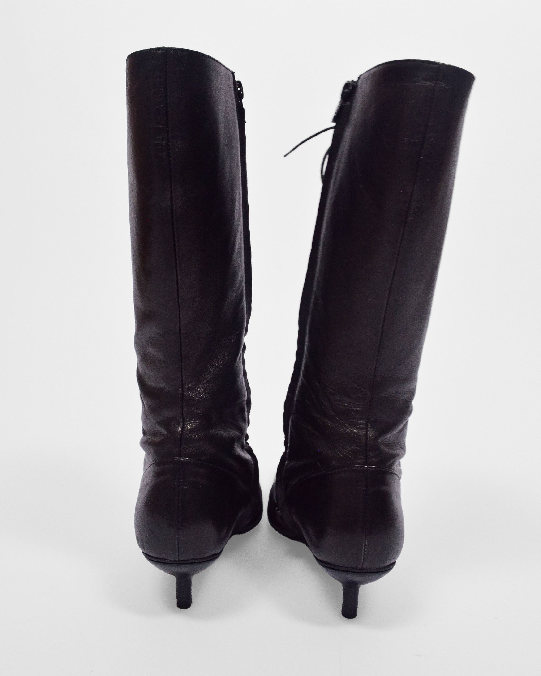 Fornaria Lace Up Leather Heeled Boots