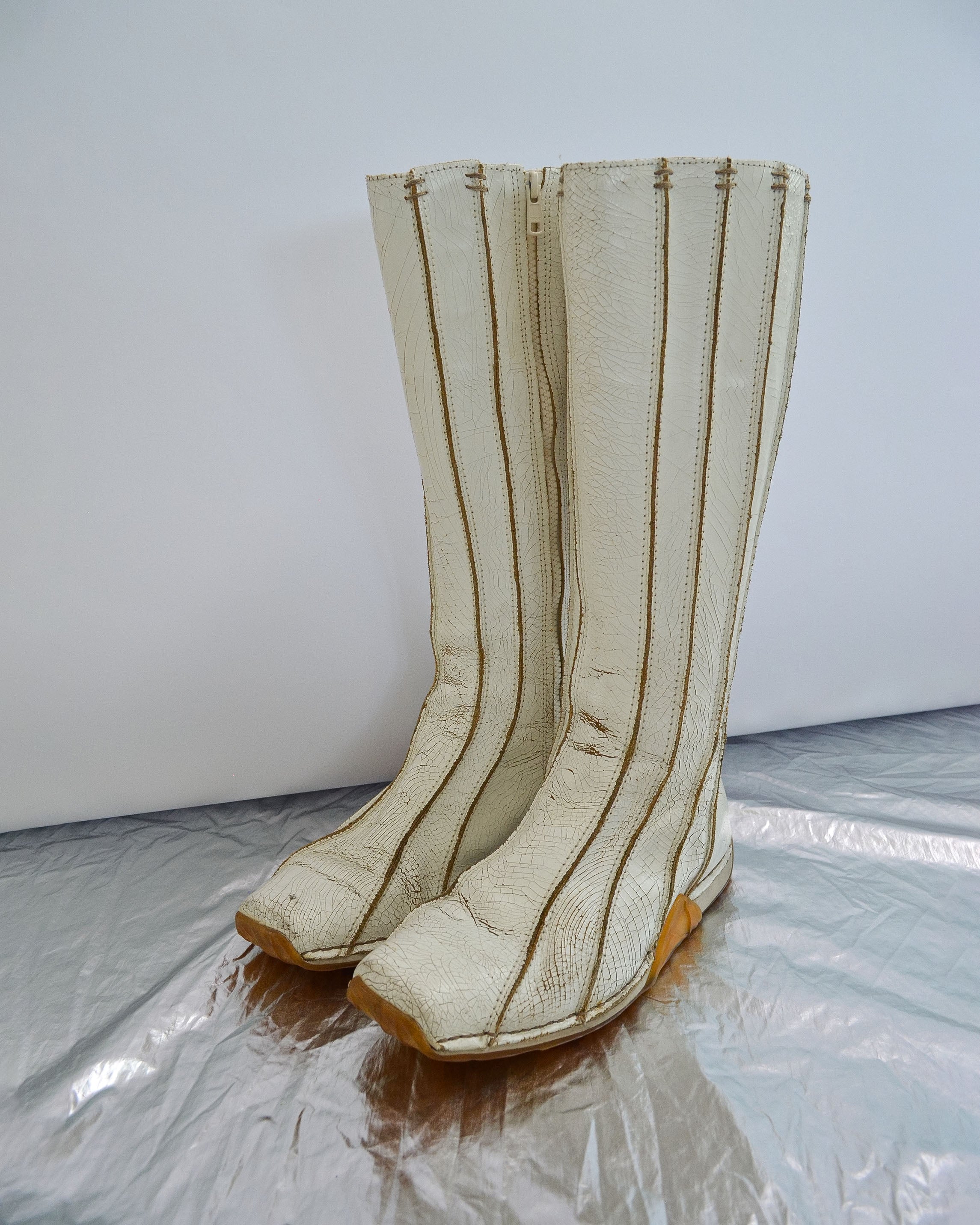 VINTAGE Y2K DIESEL PANELLED LEATHER KNEE-HIGH BOOTS
