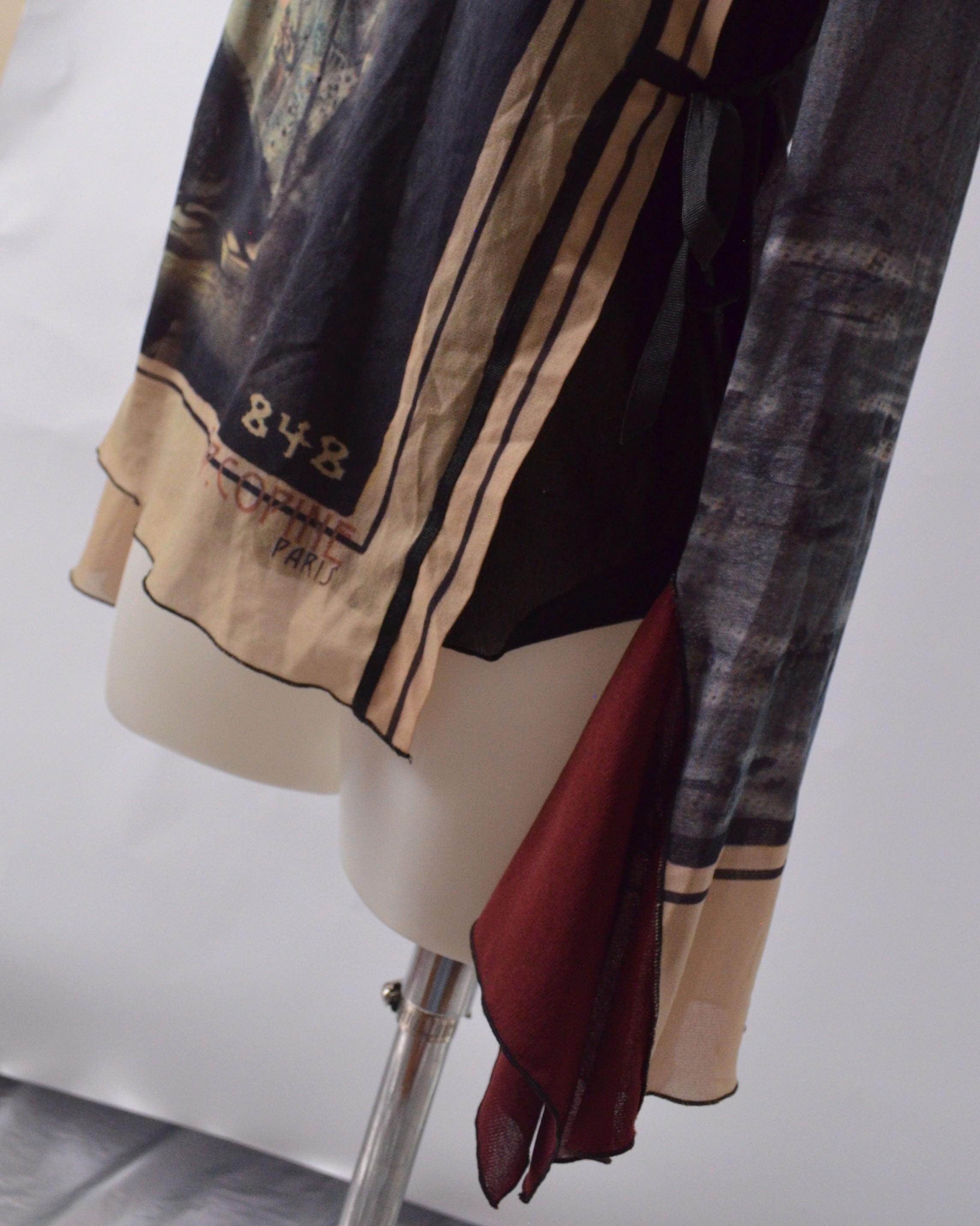 VINTAGE COP COPINE ORIENTAL ASYMMETRIC WRAP PRINT TOP