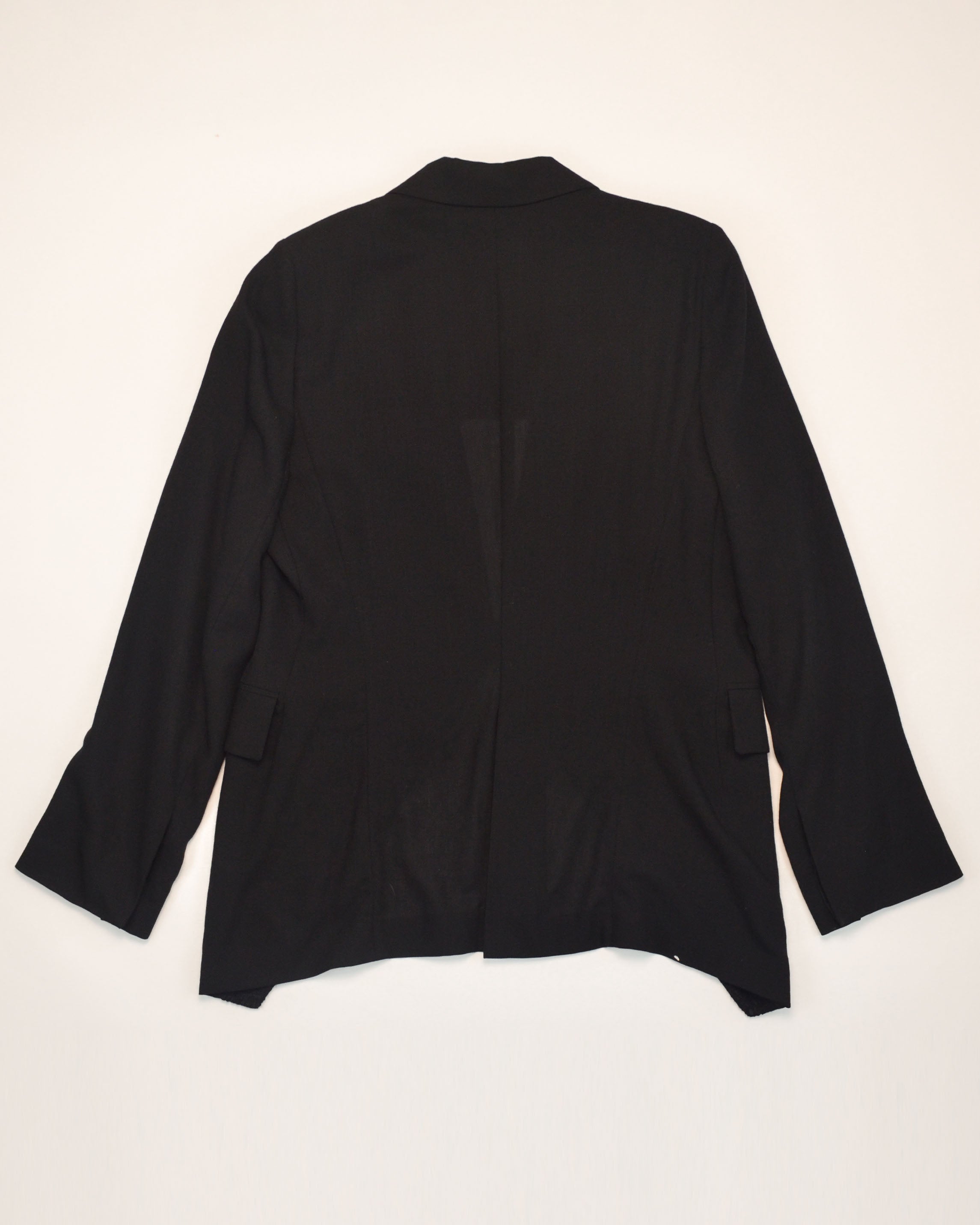 BLACK TAILORED TIE FRONT BLAZER JACKET