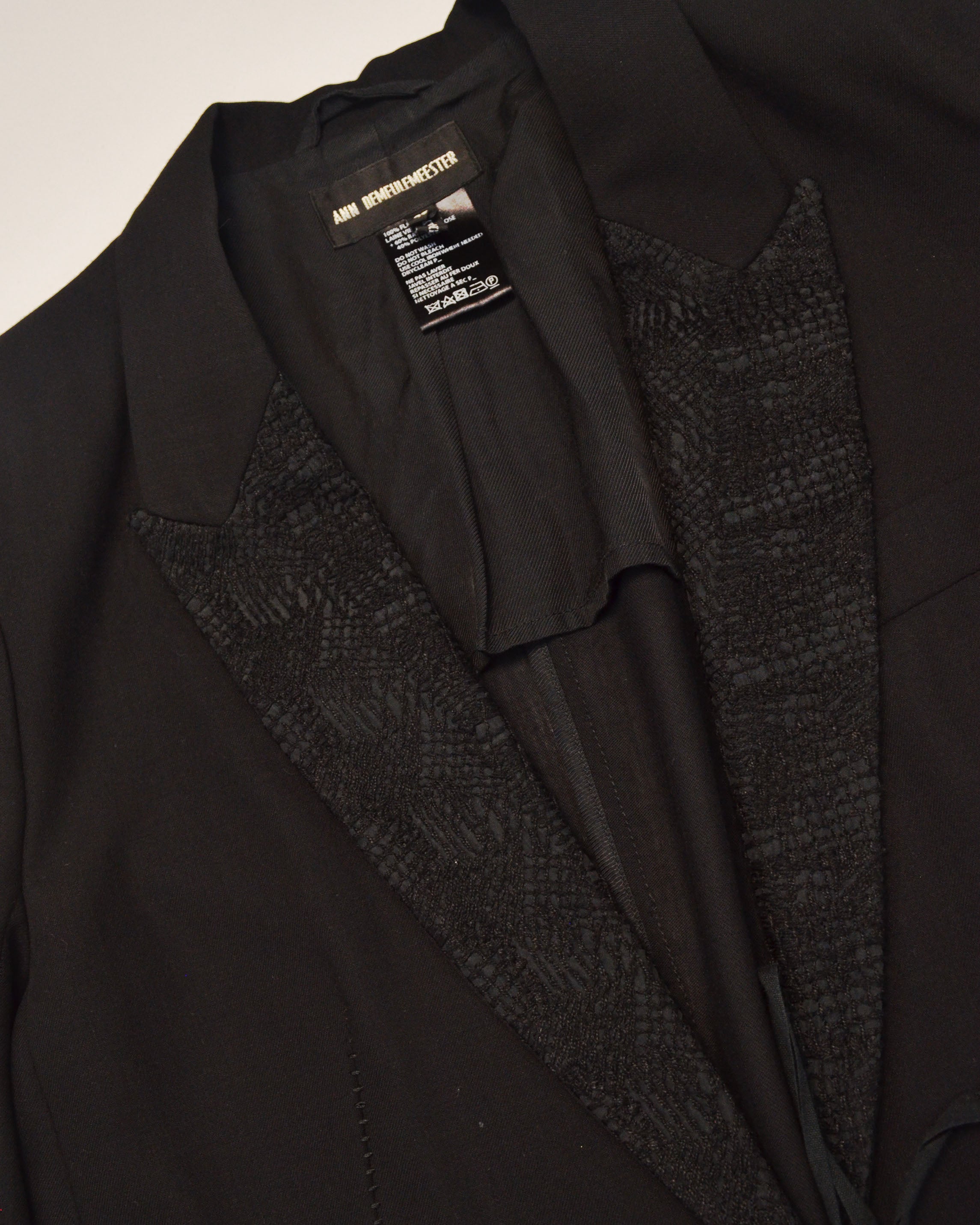 BLACK TAILORED TIE FRONT BLAZER JACKET