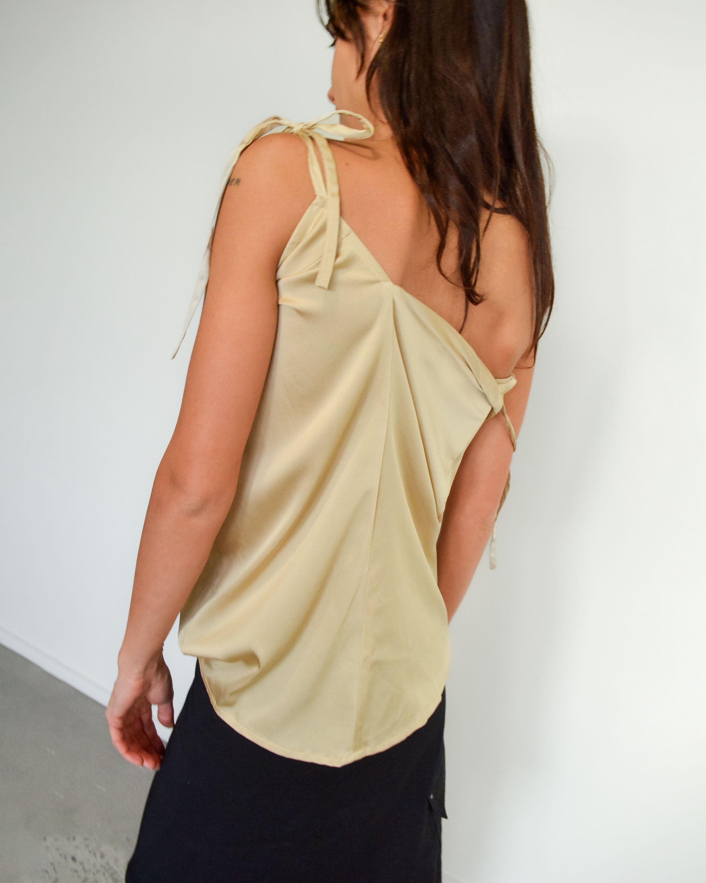 SILK BLEND TIE STRAP TUNIC TOP