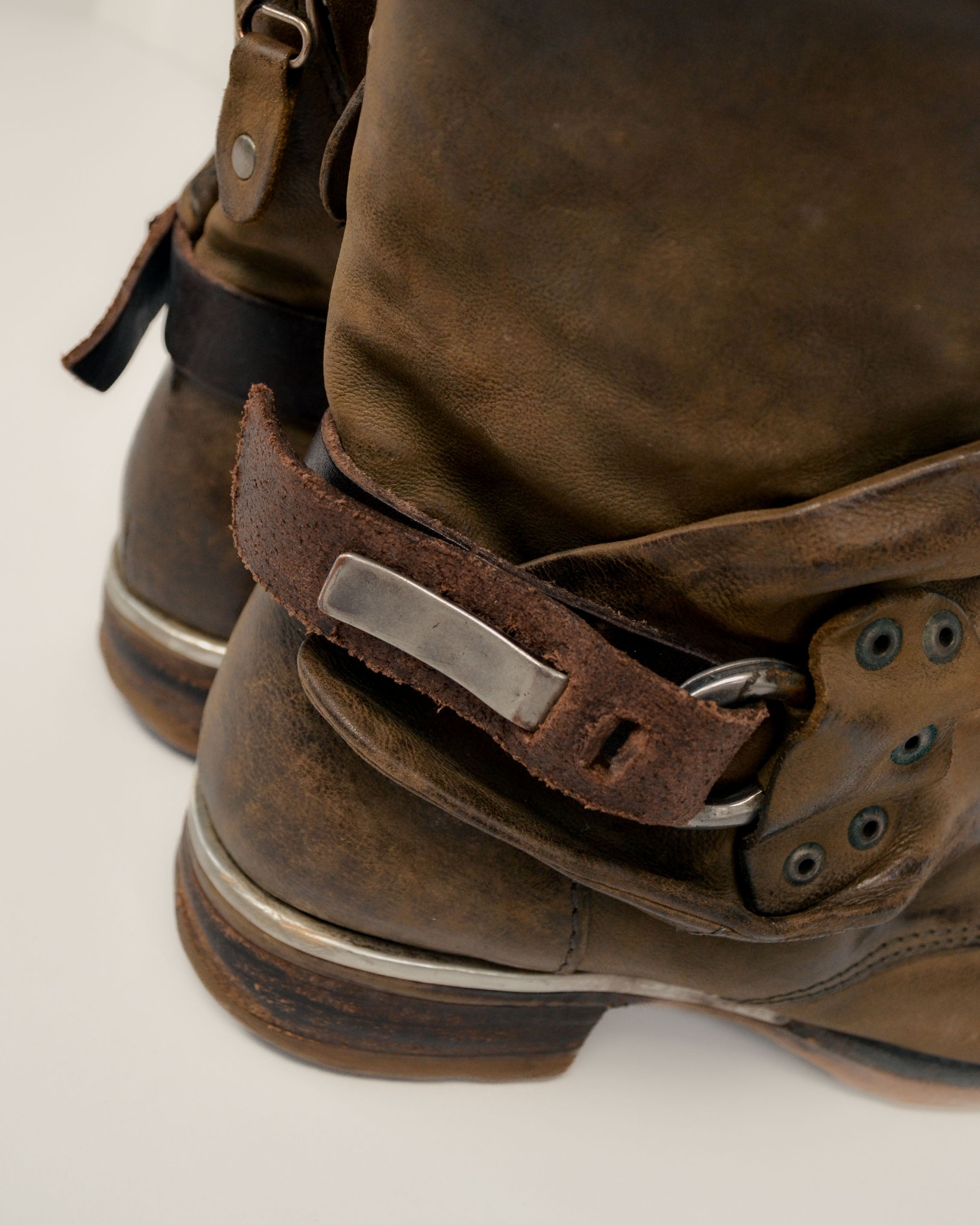 2000's LEATHER WRAP LACE ANKLE BOOTS