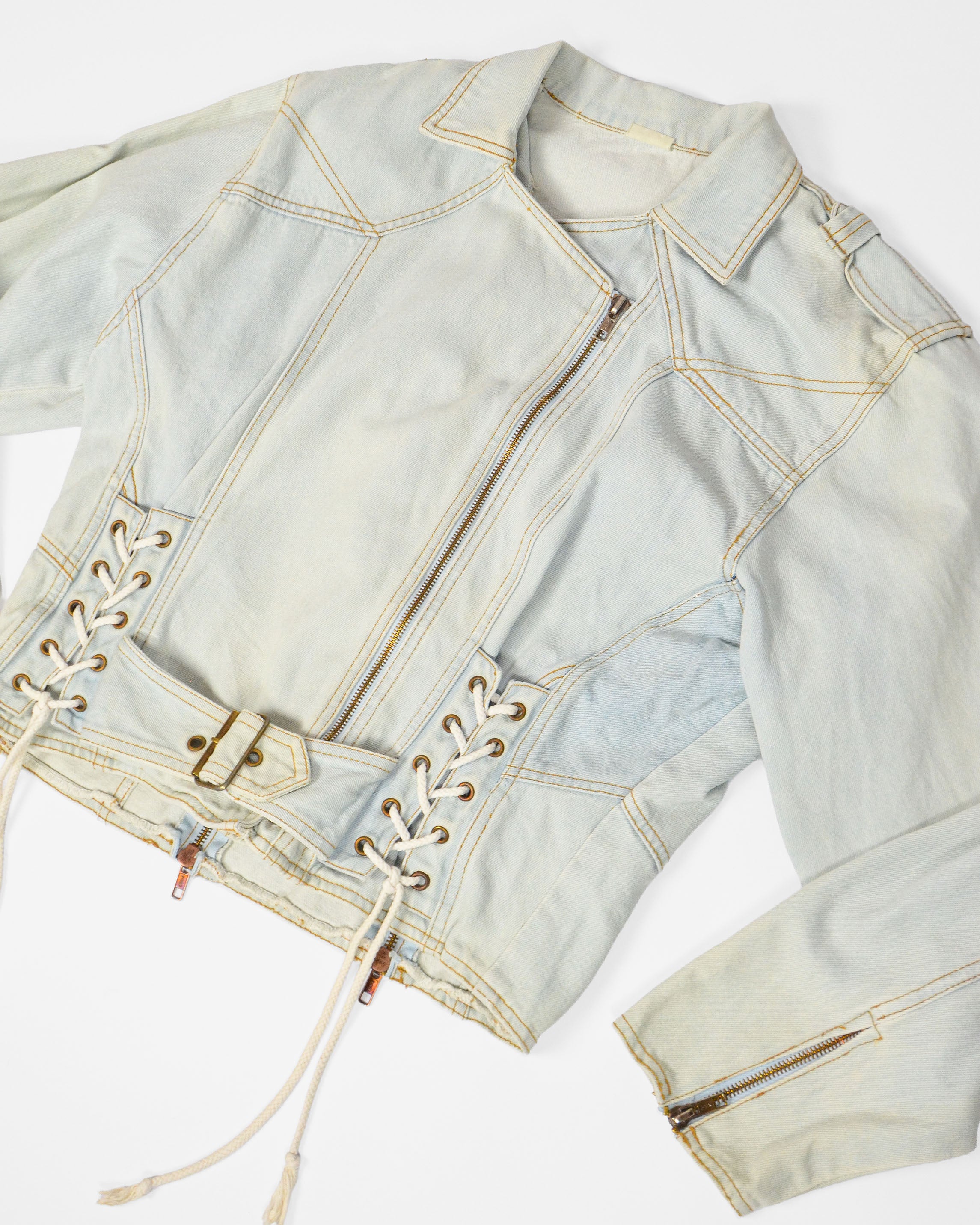 80'S DENIM LACE UP JACKET