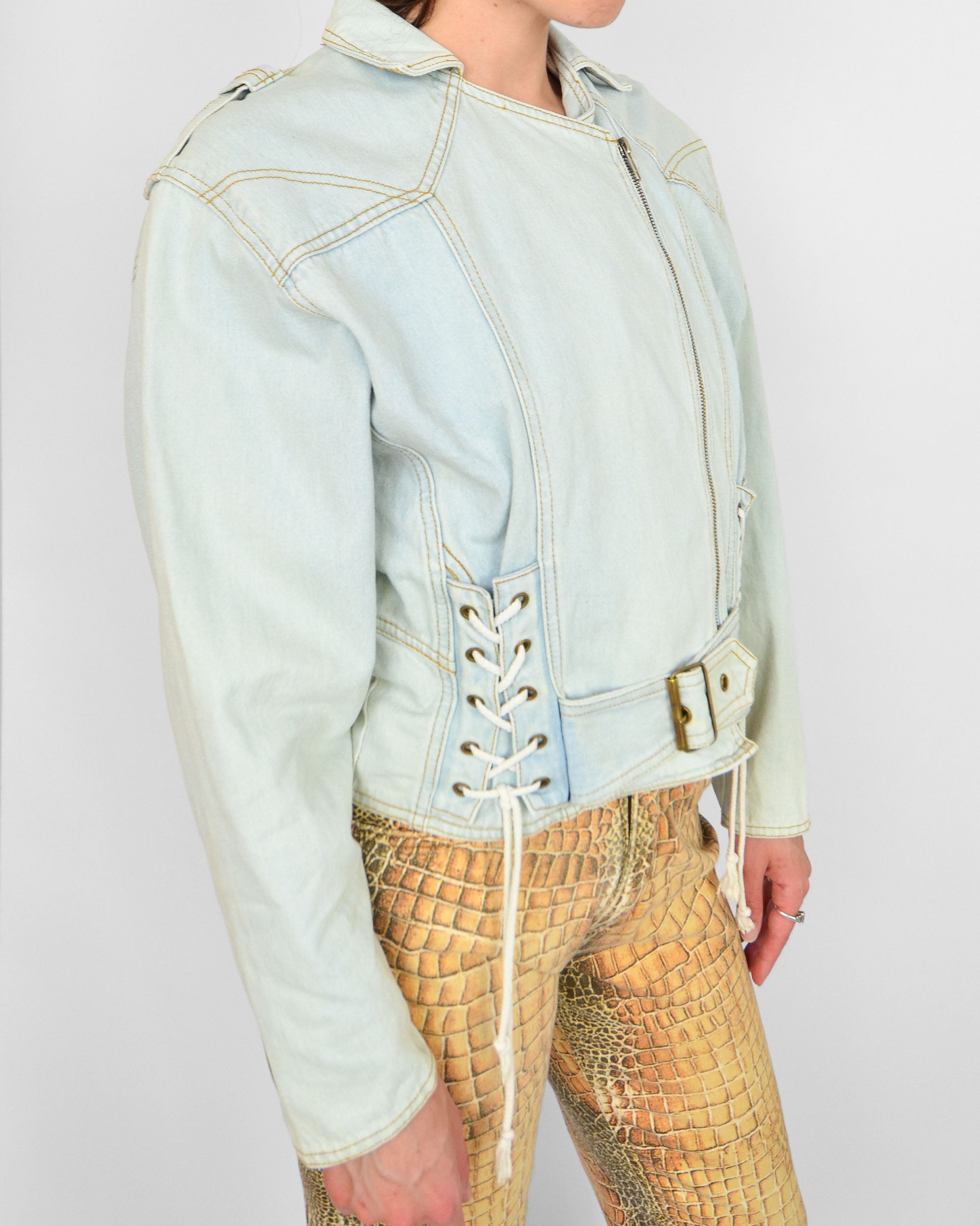 80'S DENIM LACE UP JACKET