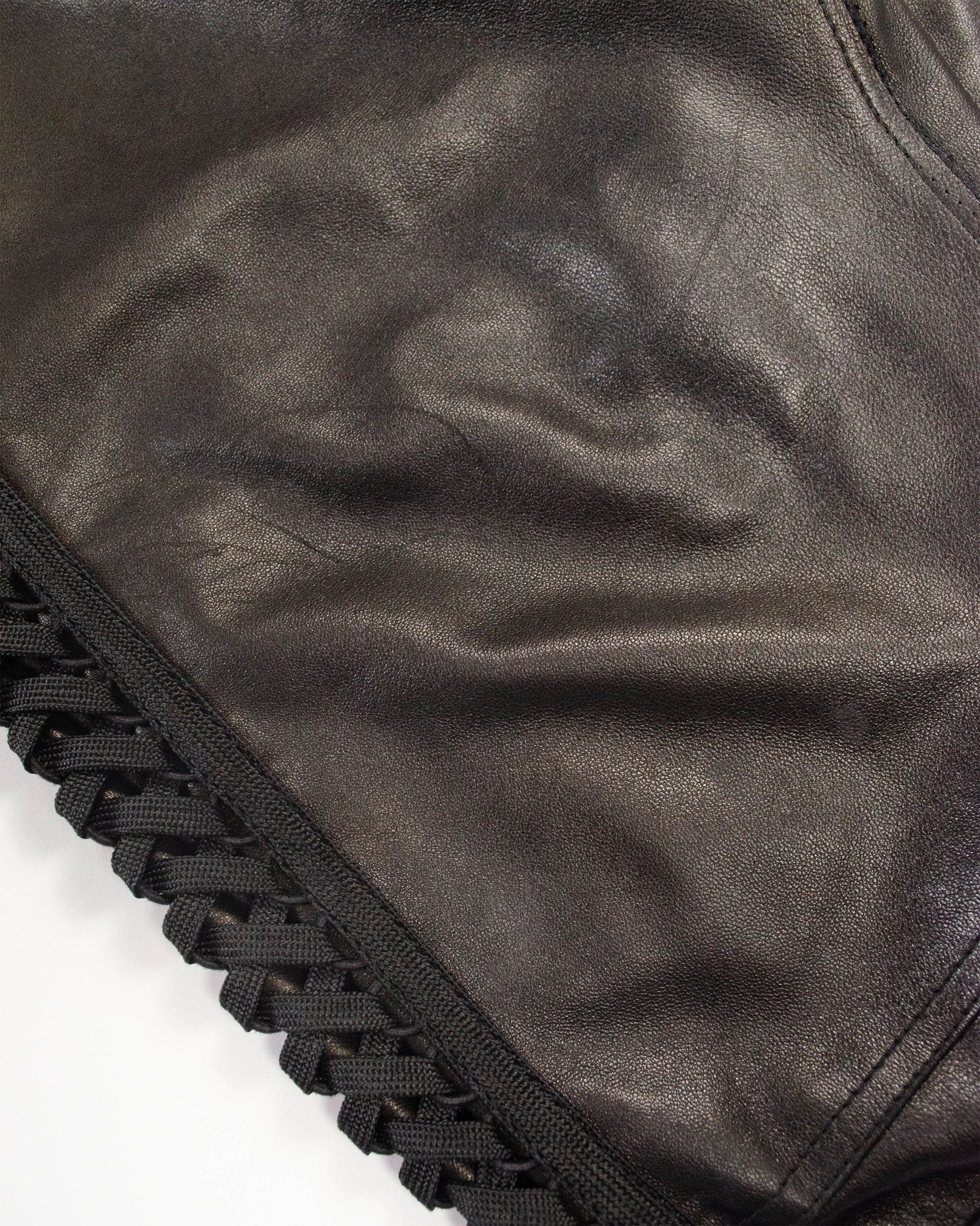 FW2002 BRAIDED LEATHER PANTS