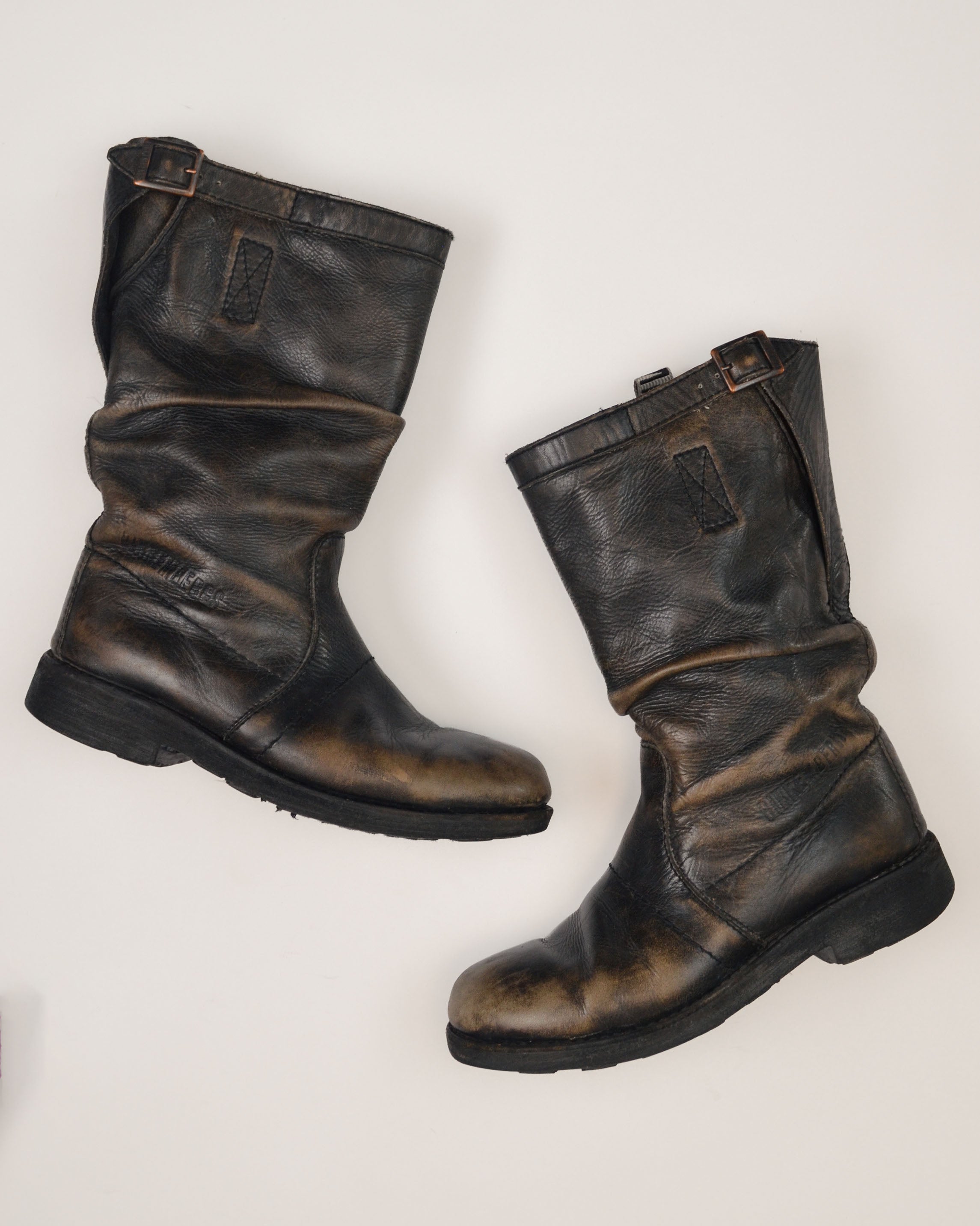 DIRK BIKKEMBERGS 2000S DISTRESSED LEATHER BOOTS