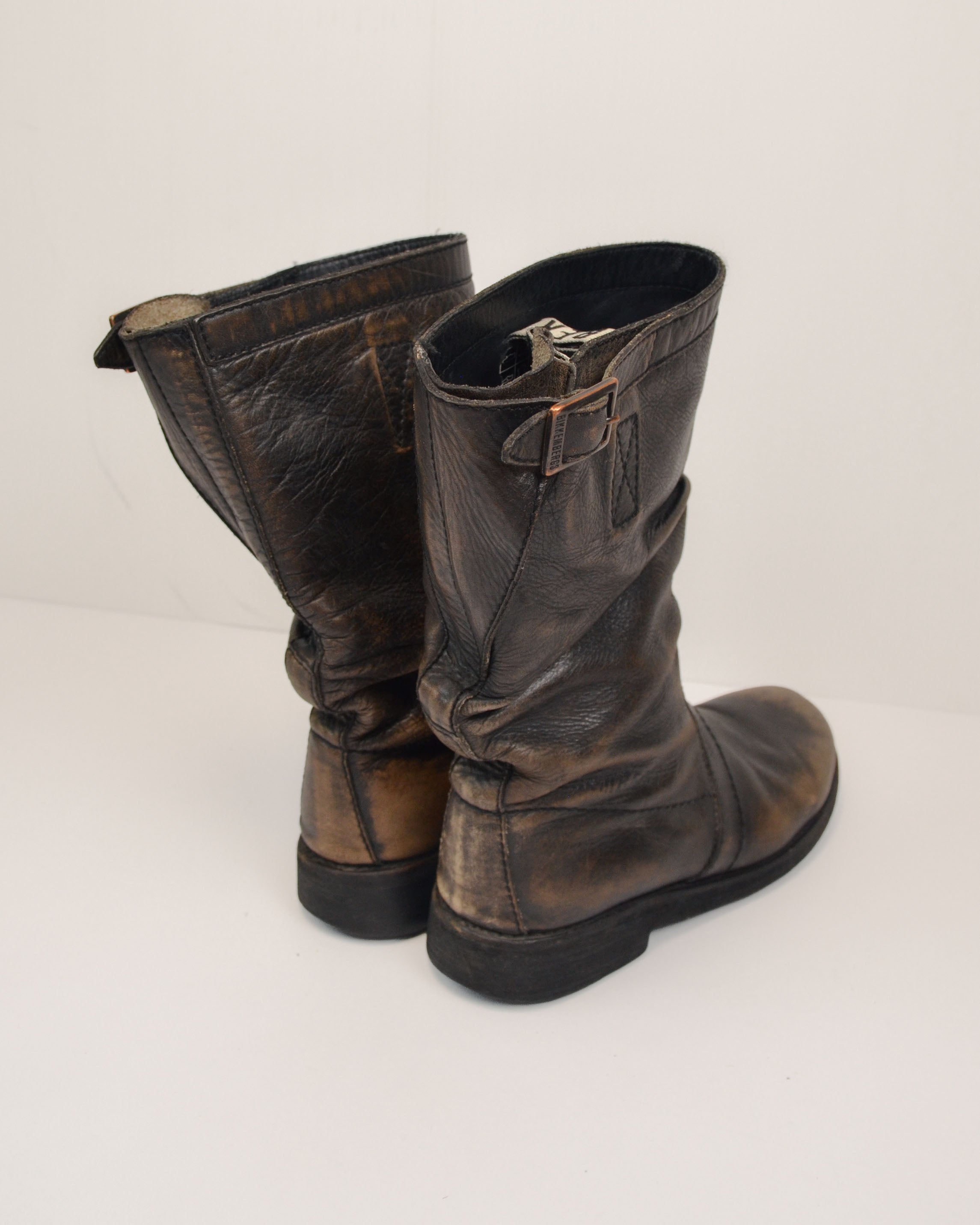DIRK BIKKEMBERGS 2000S DISTRESSED LEATHER BOOTS