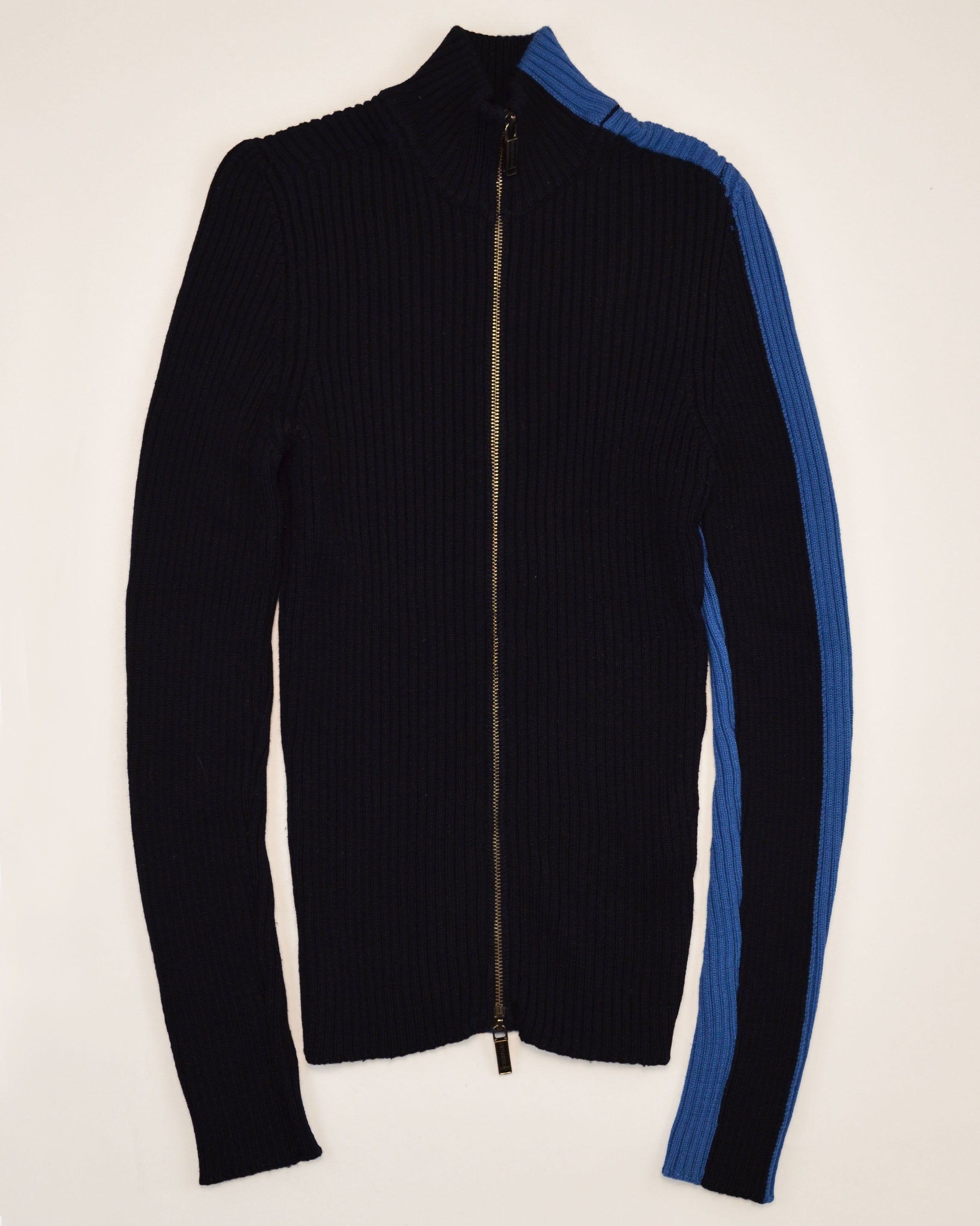 2000s TWO TONE RIBBED ZIP JUMPER