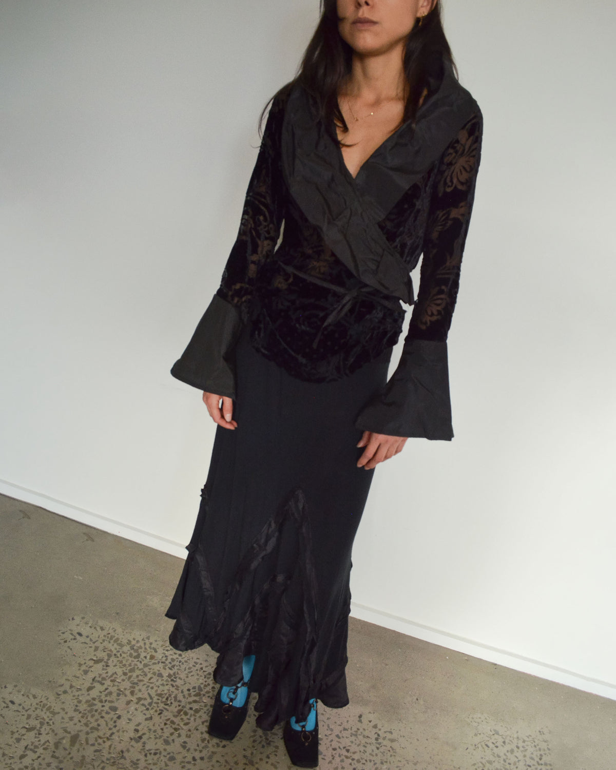 DRAPED PANEL MAXI SKIRT