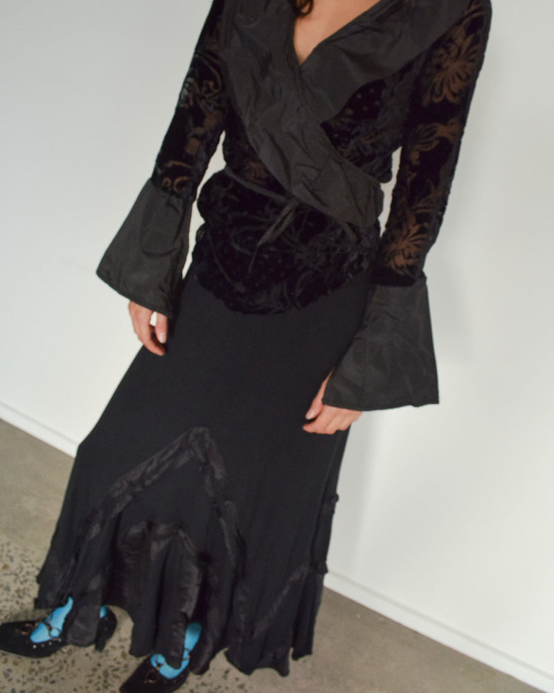 DRAPED PANEL MAXI SKIRT