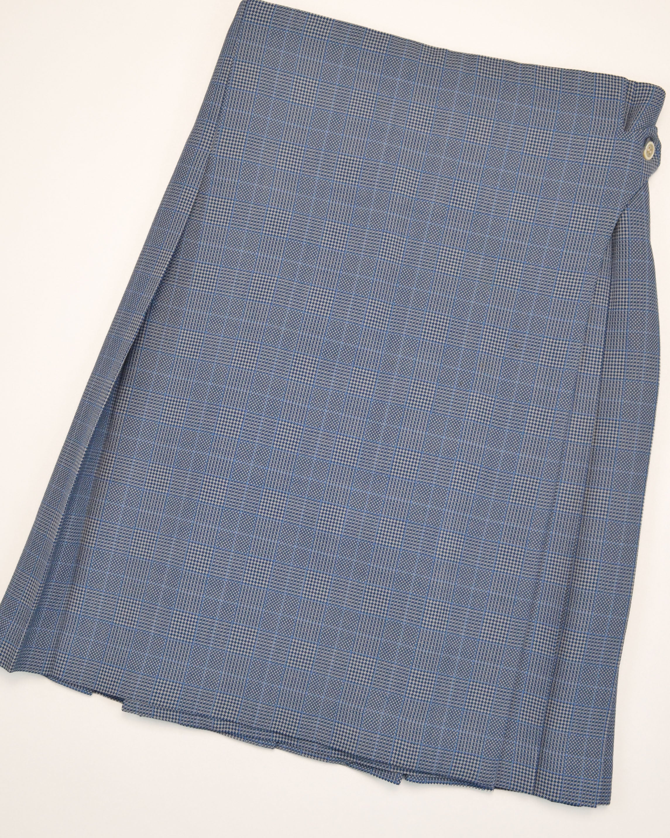 AD1994 BLUE PLAID PLEATED WRAP SKIRT