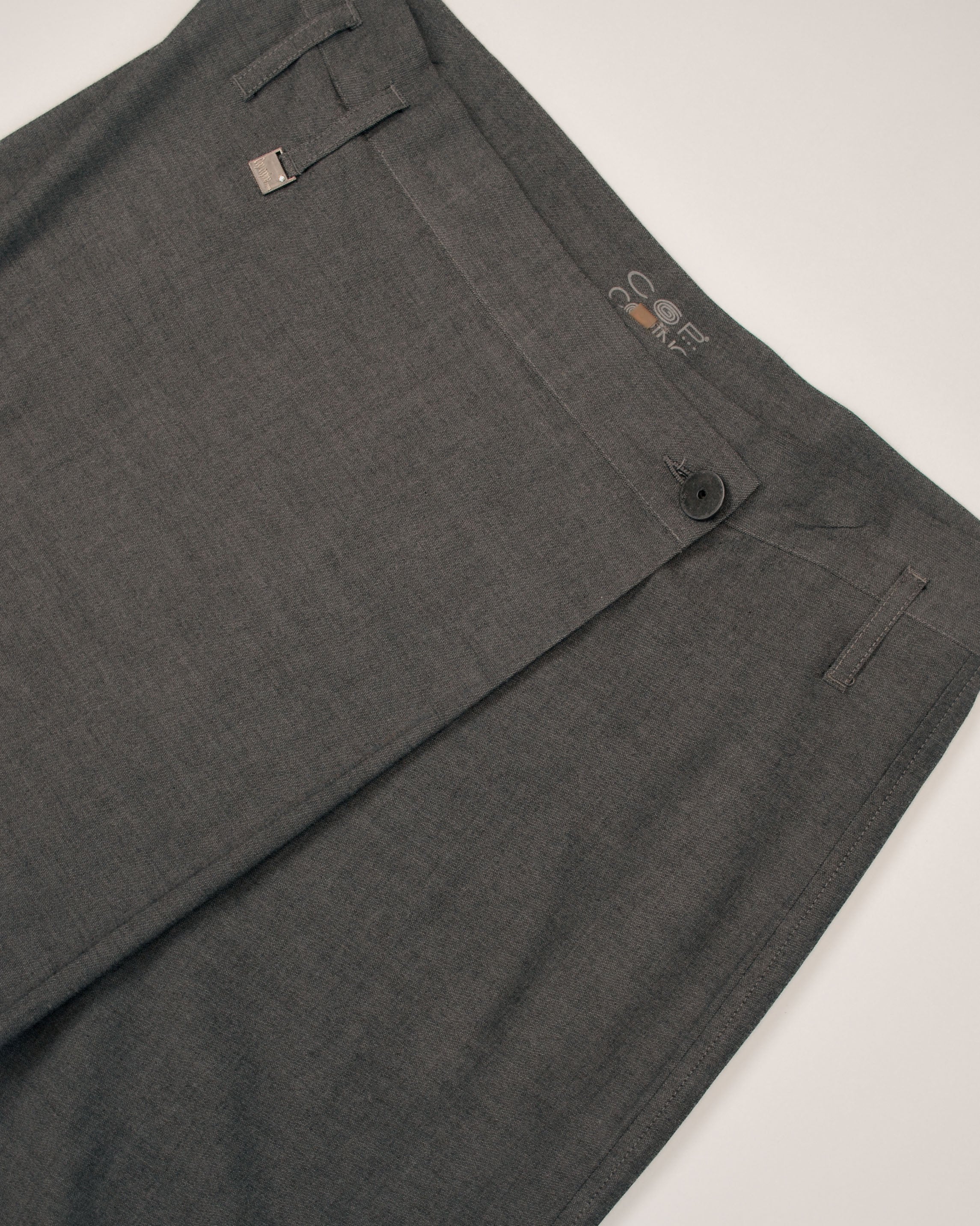2000S GREY ASYMMETRIC WRAP CAPRI TROUSERS