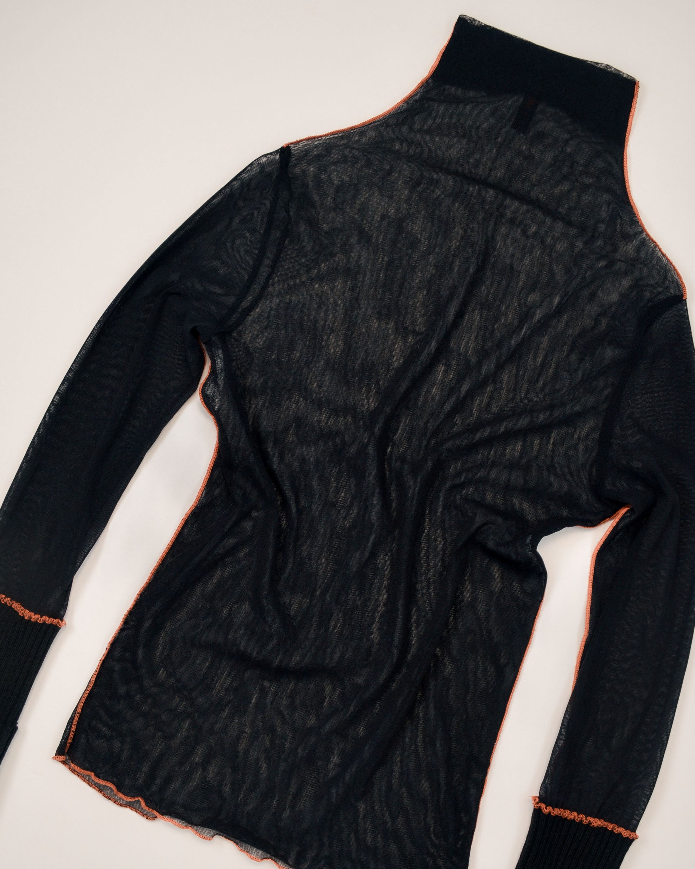 COP COPINE EARLY 2000S SHEER BLACK MESH CONTRAST TRIM TOP