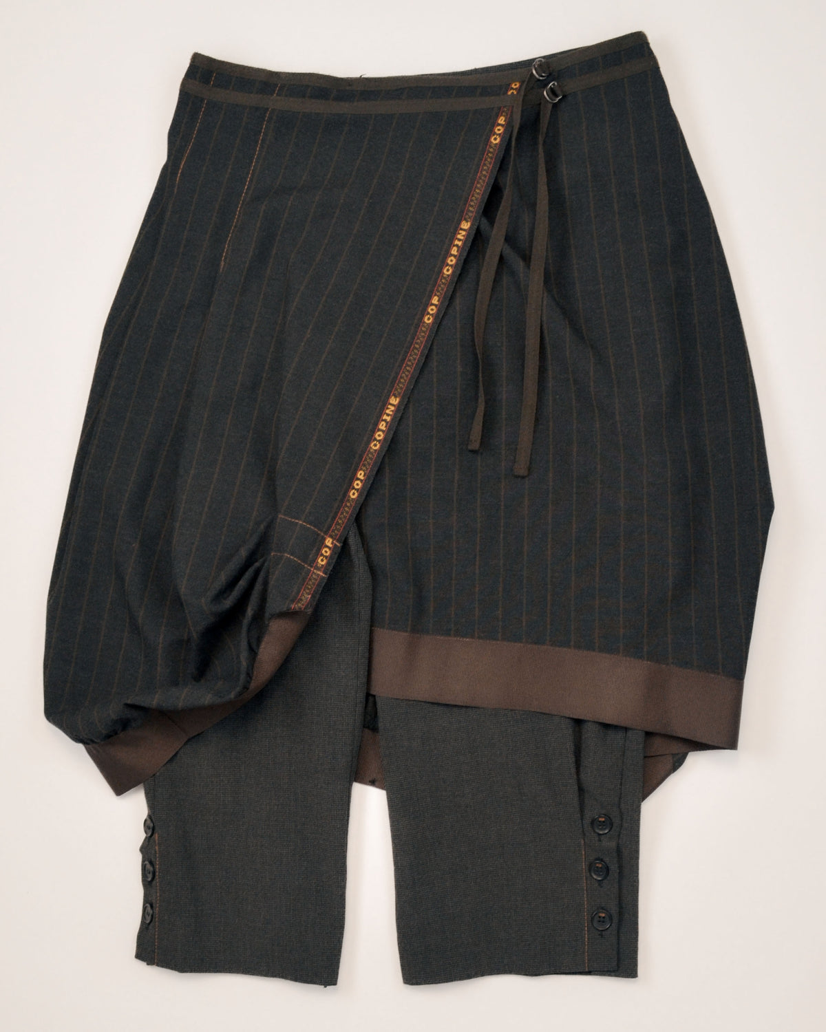 2000S PINSTRIPE WRAP SKIRT & CAPRI TROUSER SET