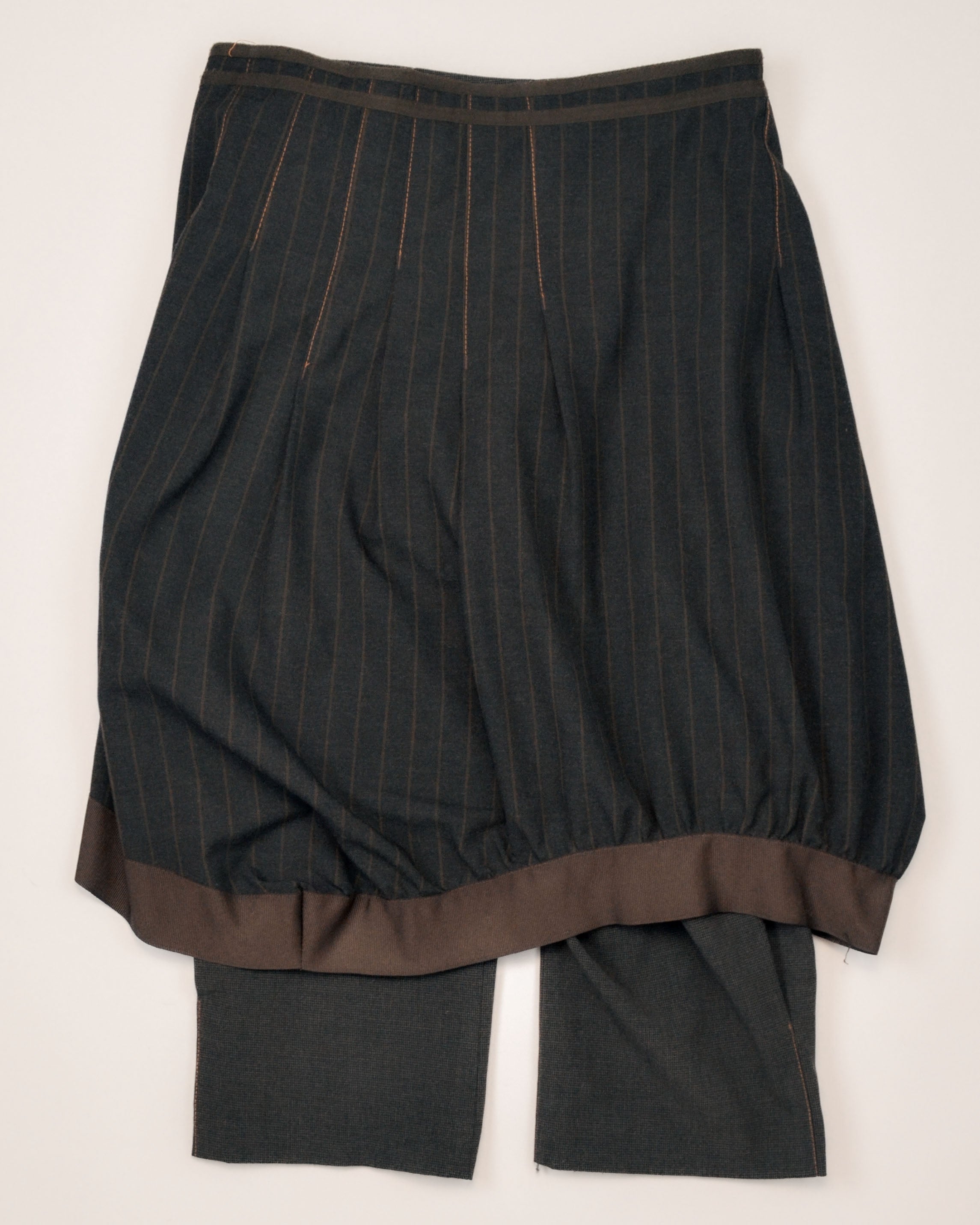 2000S PINSTRIPE WRAP SKIRT & CAPRI TROUSER SET