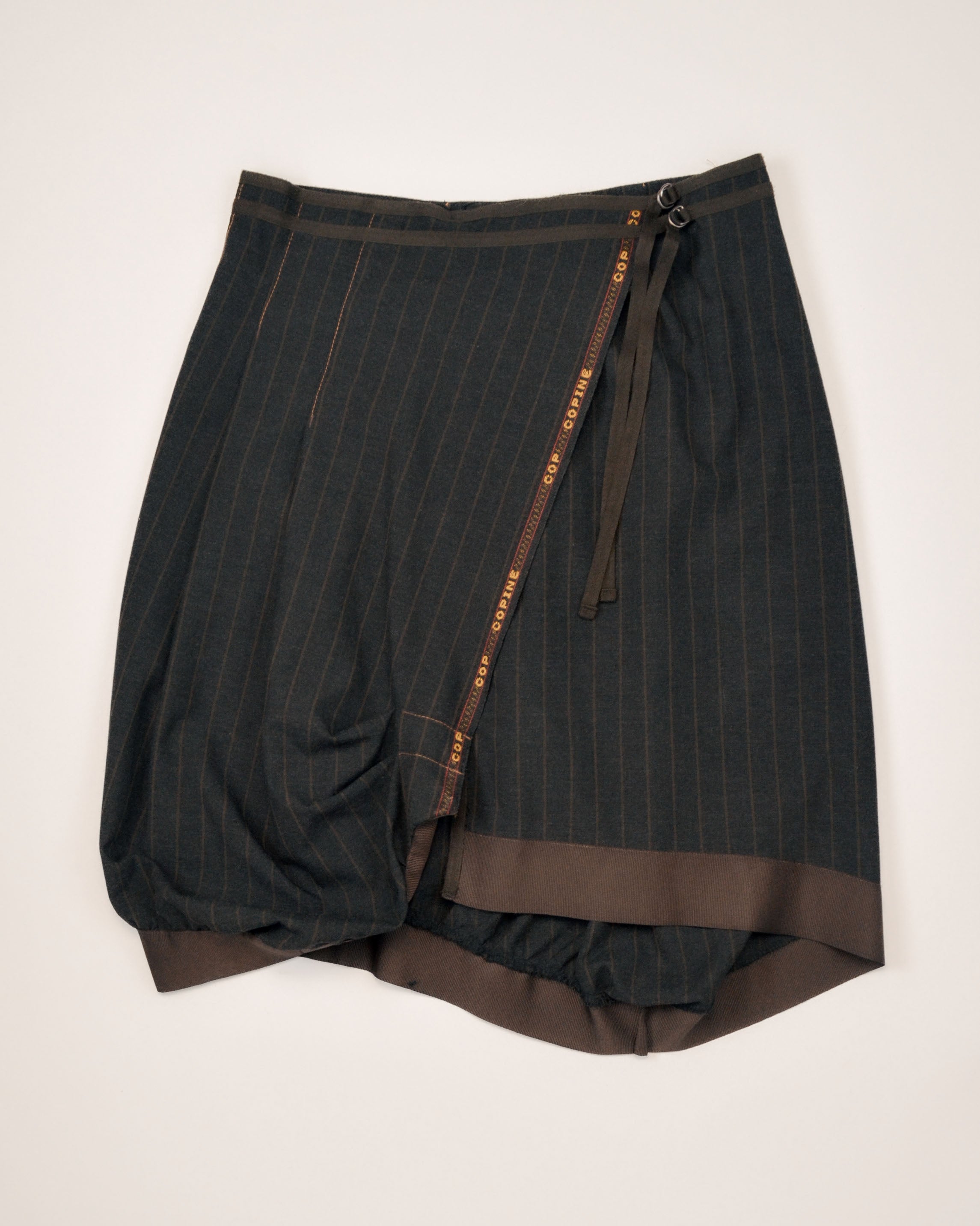 2000S PINSTRIPE WRAP SKIRT & CAPRI TROUSER SET
