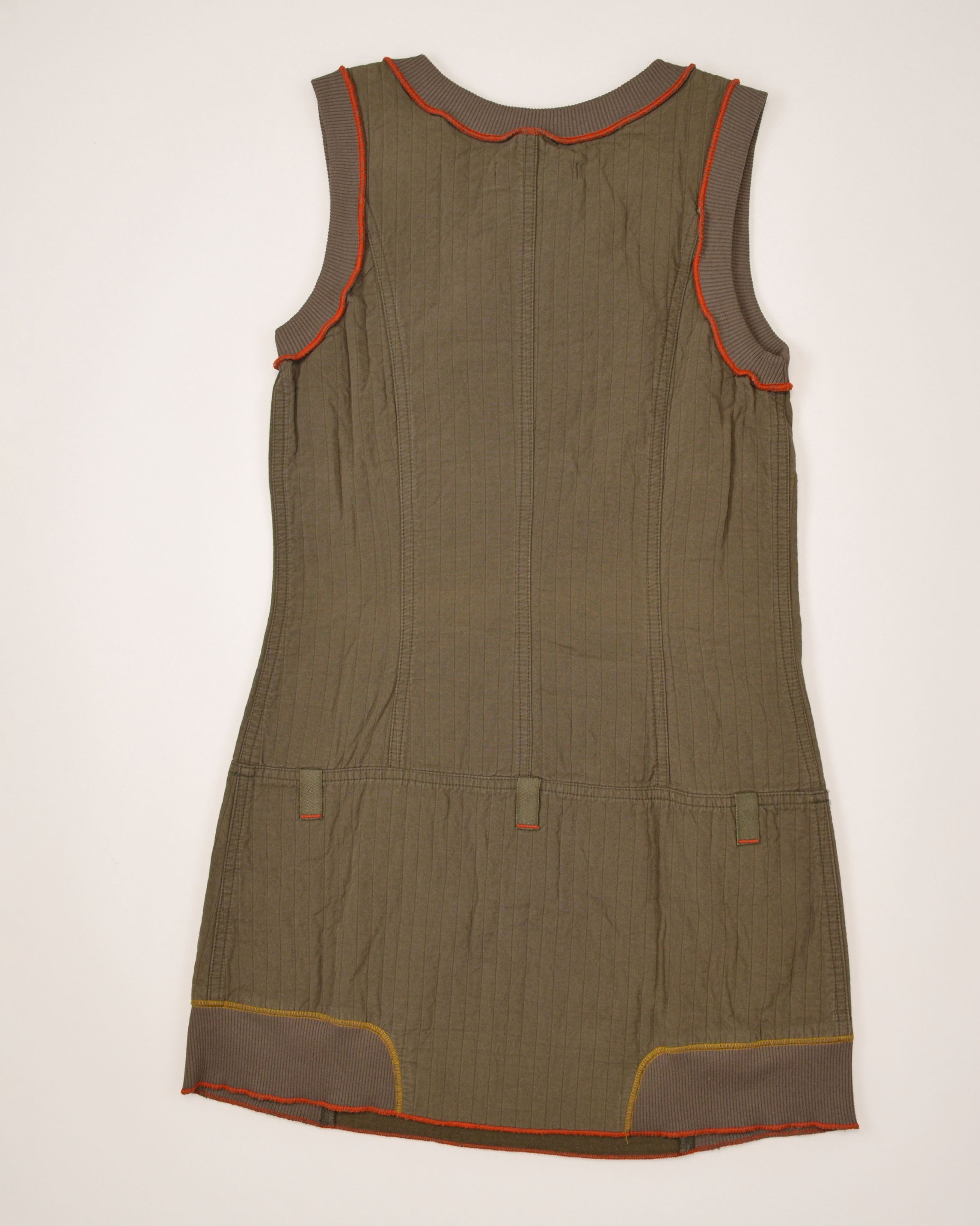COP COPINE EARLY 2000S KHAKI TECH ZIP MINI DRESS