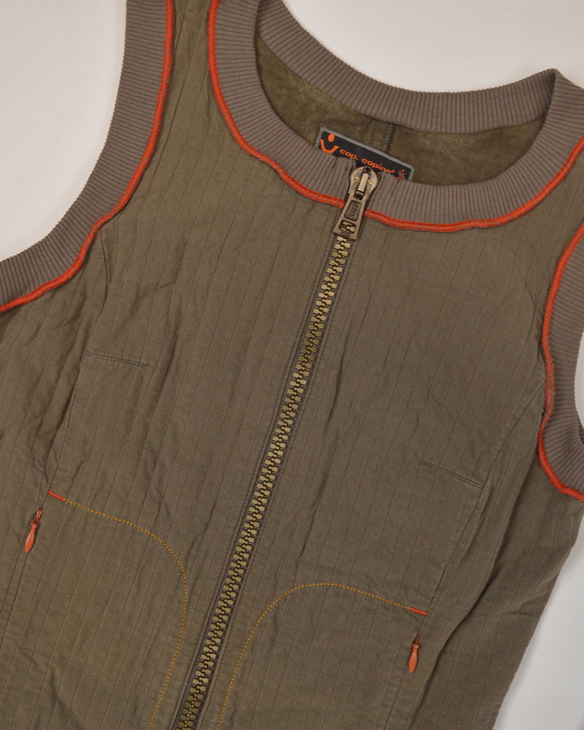 COP COPINE EARLY 2000S KHAKI TECH ZIP MINI DRESS