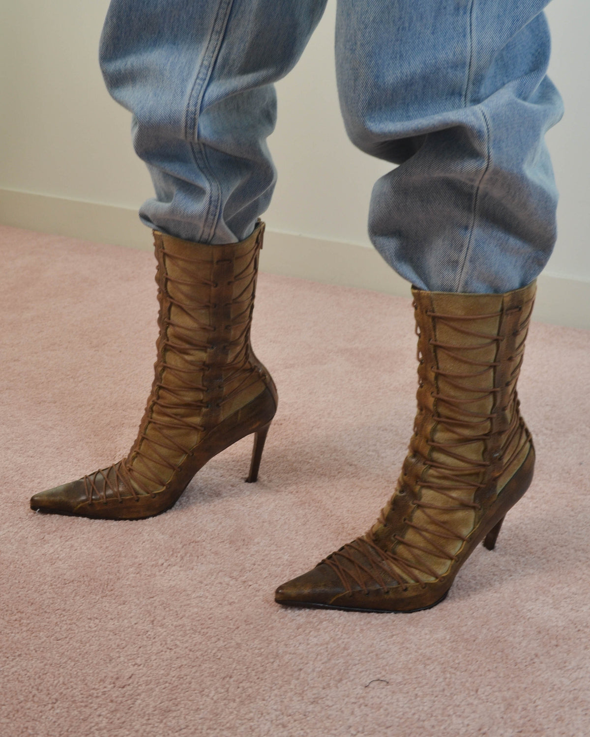 EARLY 00s EL DANTES CORSET LACE BOOTS