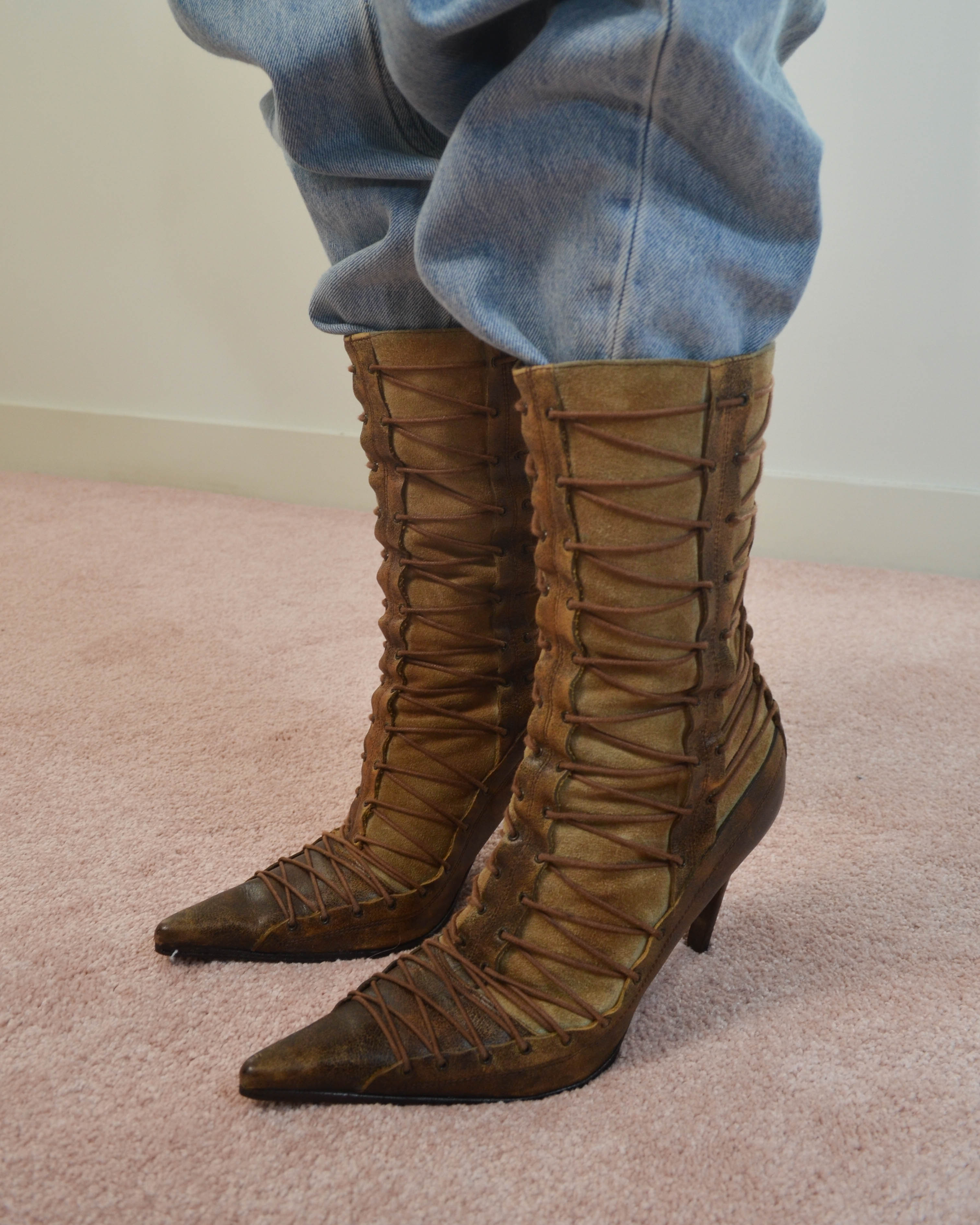 EARLY 00s EL DANTES CORSET LACE BOOTS