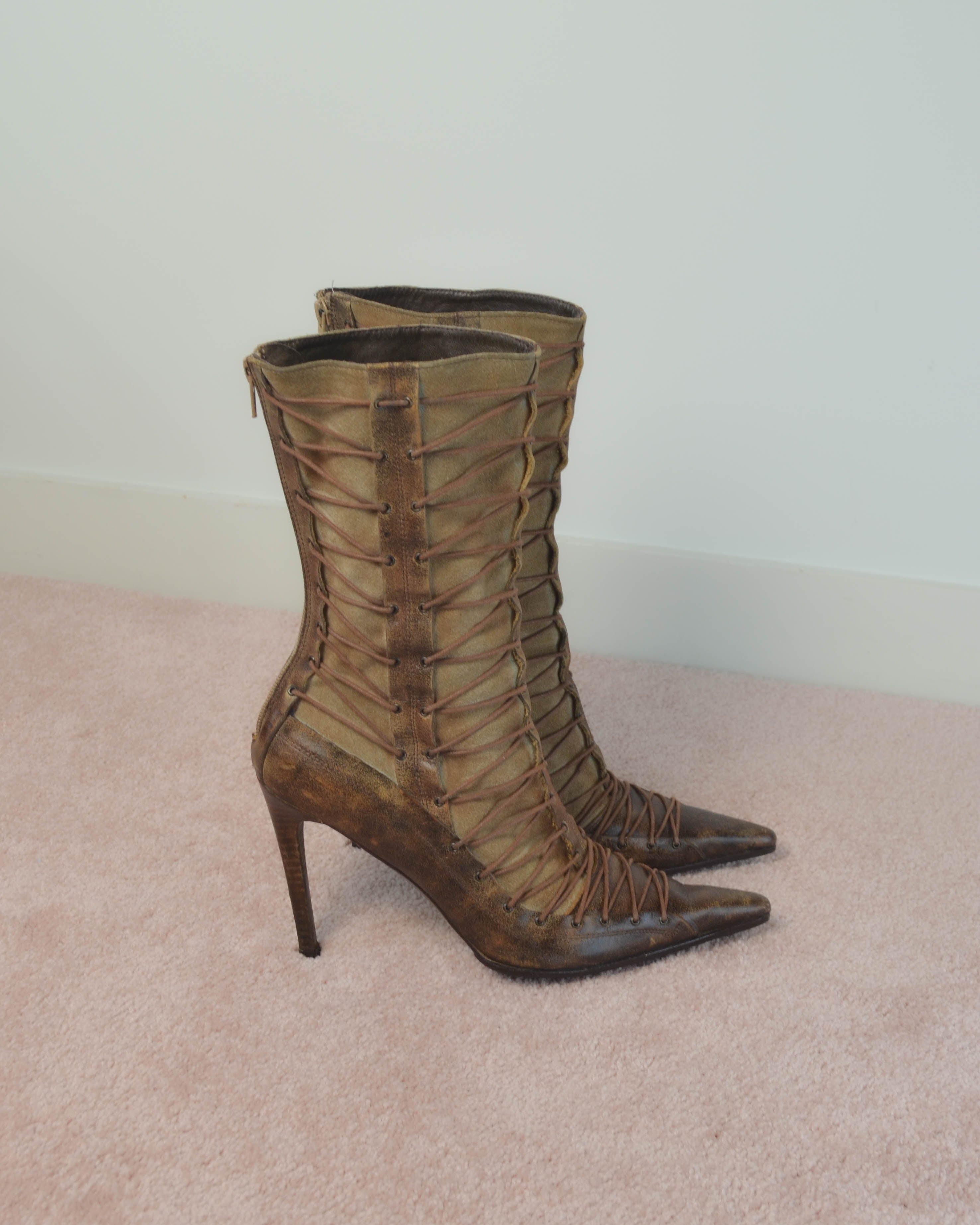 EARLY 00s EL DANTES CORSET LACE BOOTS