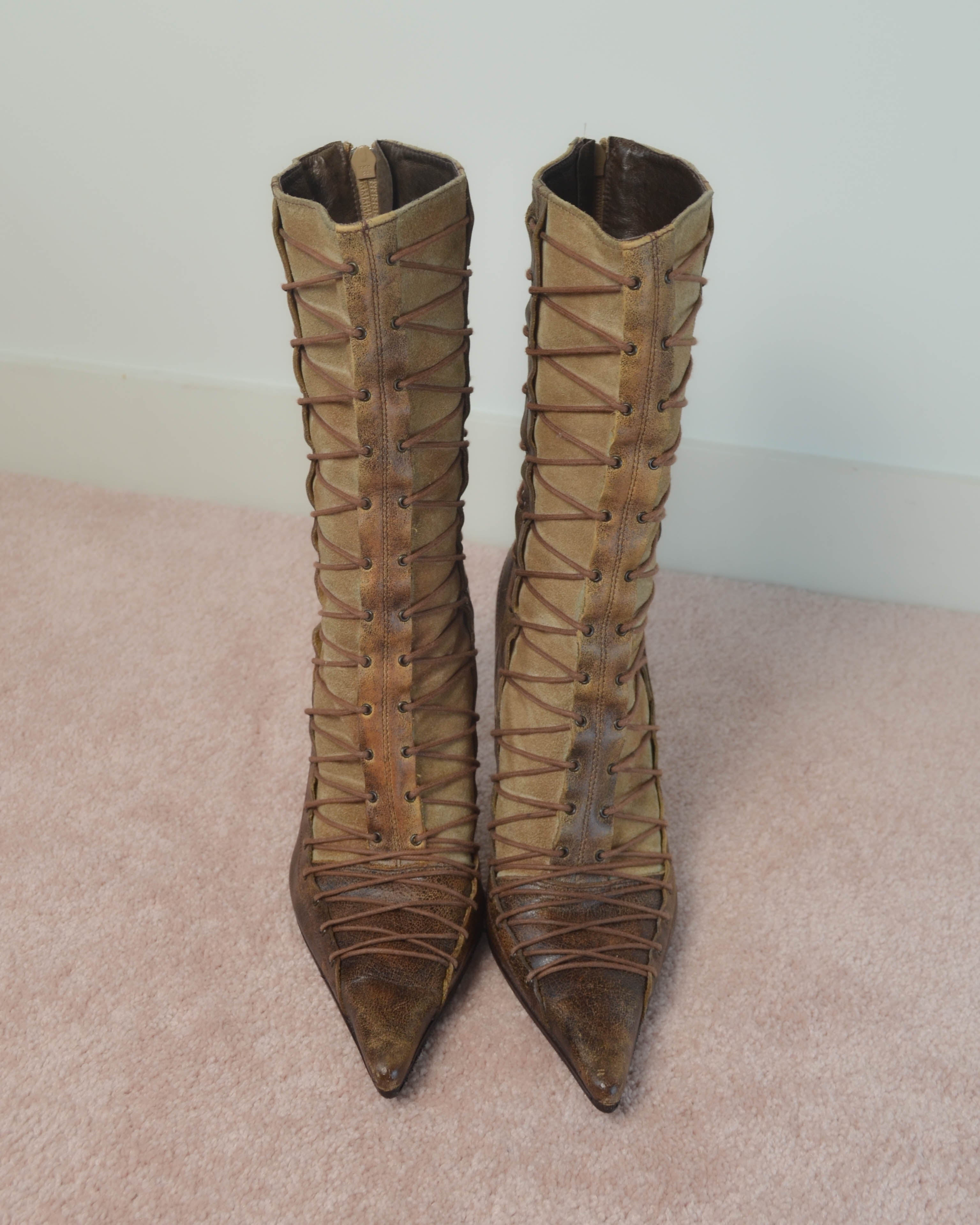 EARLY 00s EL DANTES CORSET LACE BOOTS