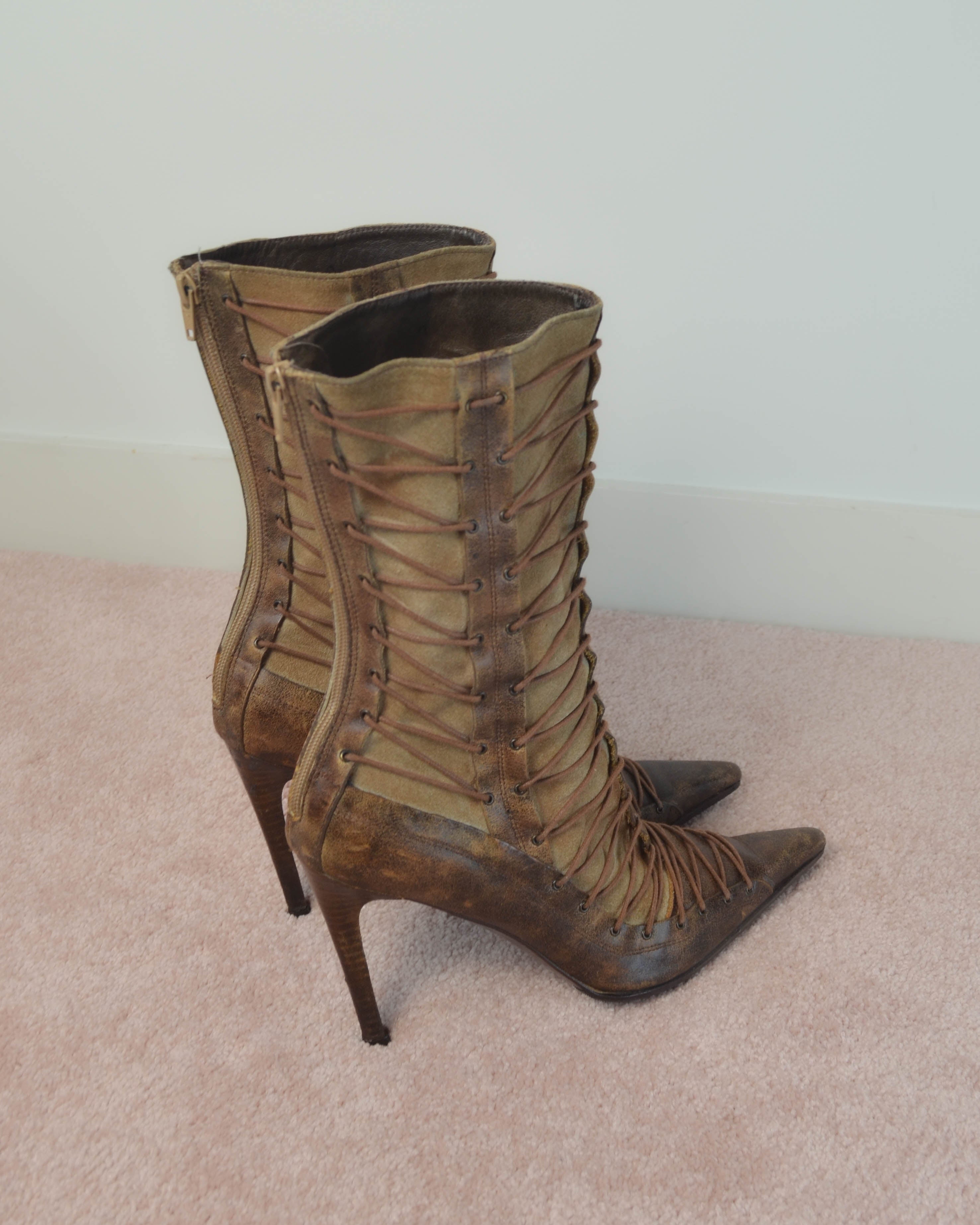 EARLY 00s EL DANTES CORSET LACE BOOTS