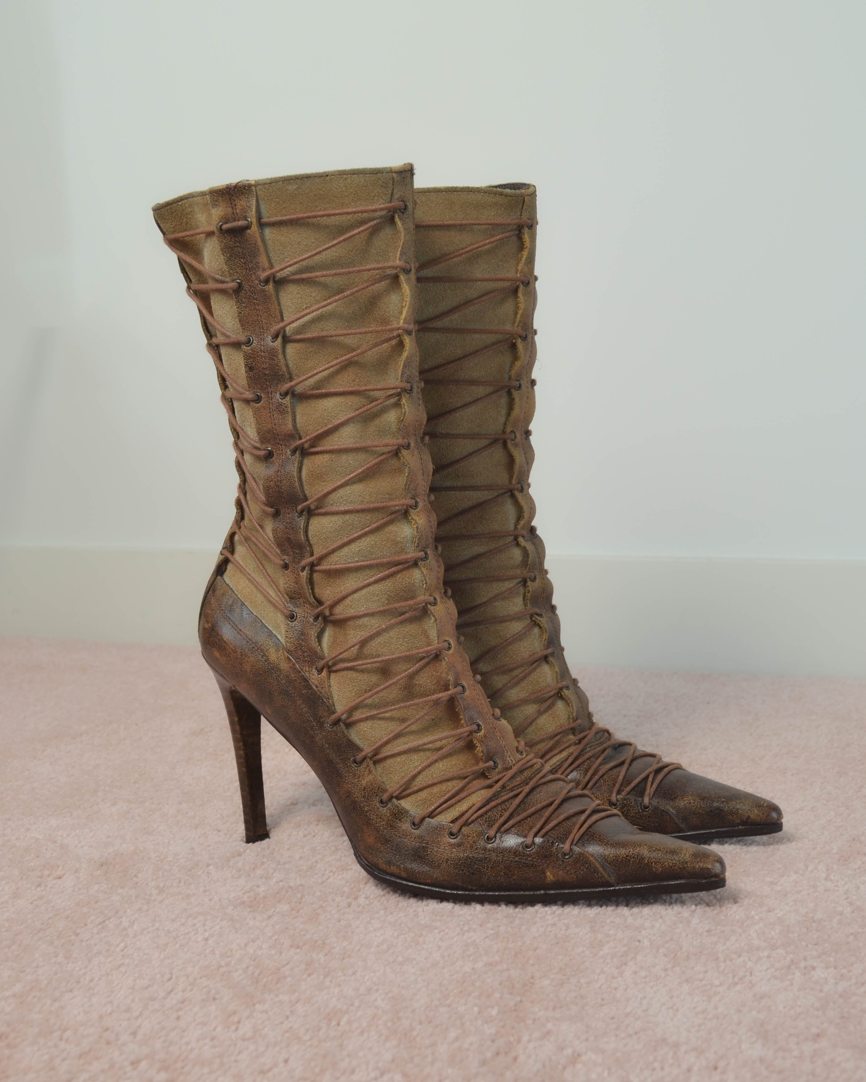EARLY 00s EL DANTES CORSET LACE BOOTS