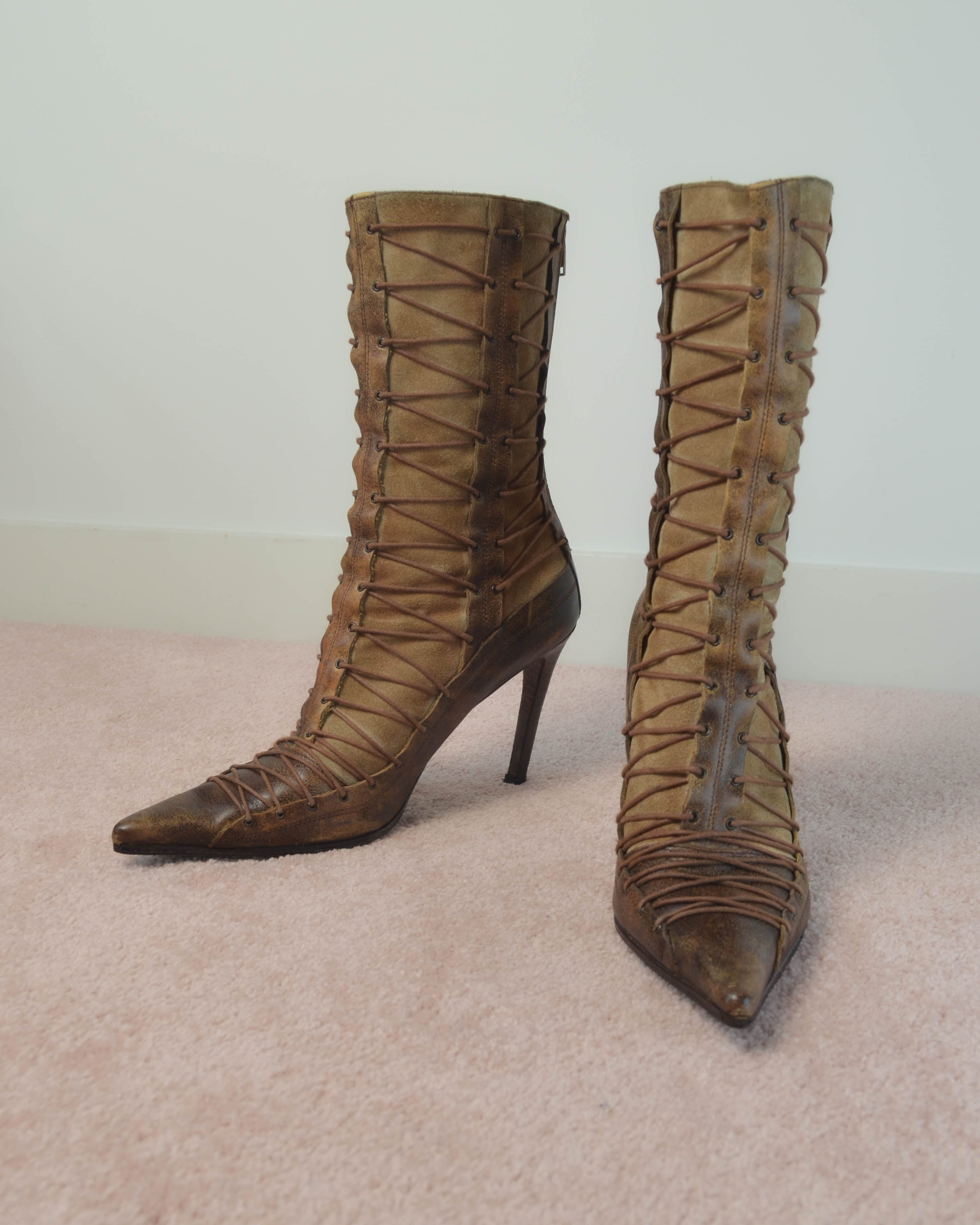 EARLY 00s EL DANTES CORSET LACE BOOTS