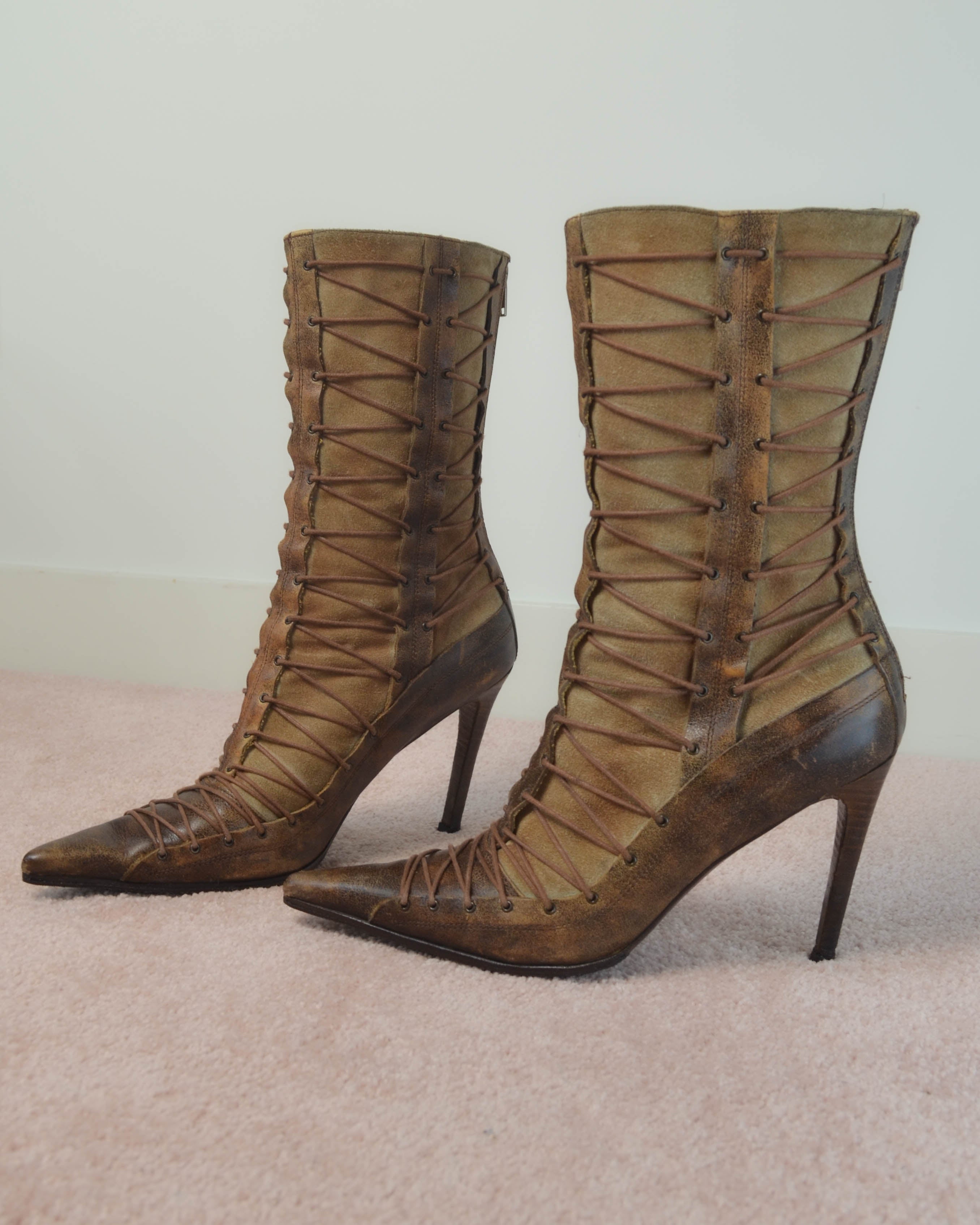 EARLY 00s EL DANTES CORSET LACE BOOTS