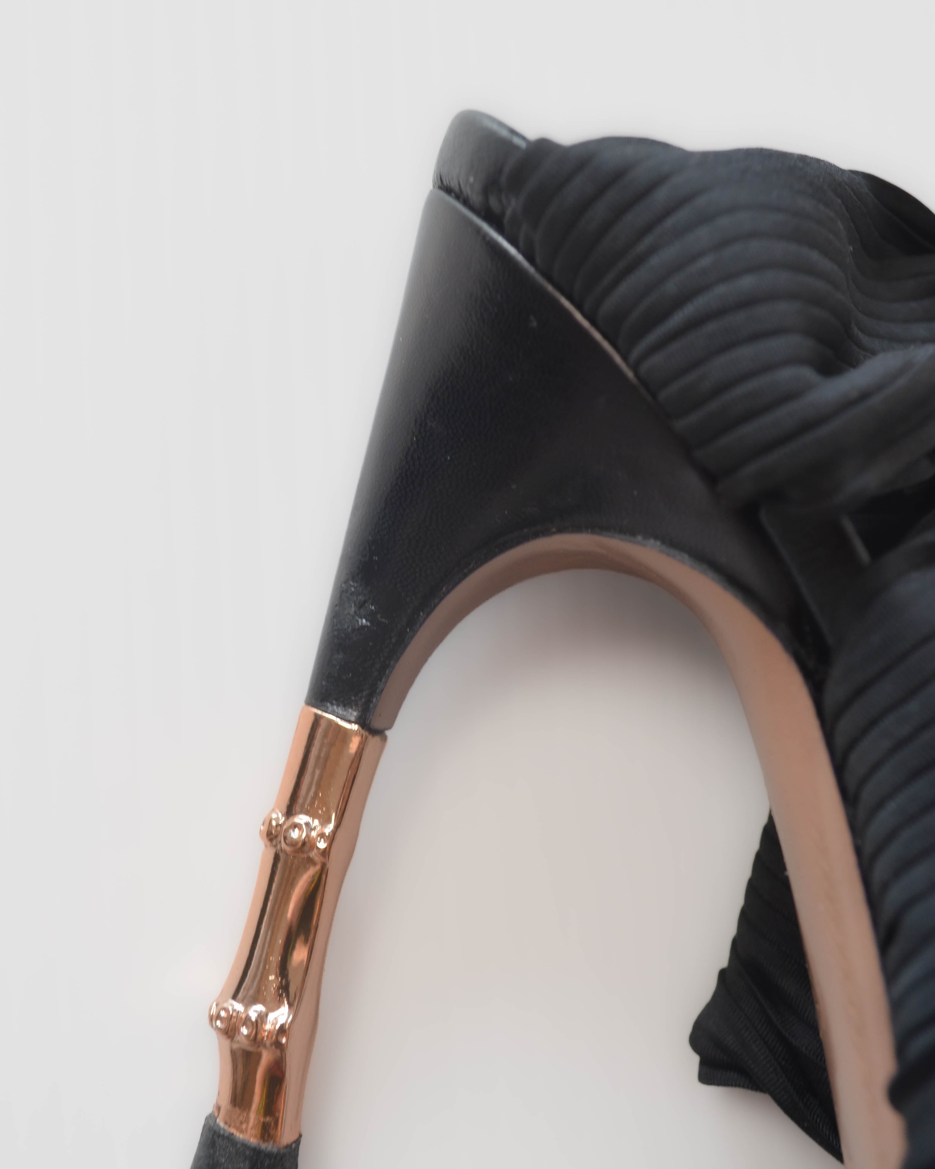TOM FORD SS2004 BAMBOO HEEL JERSEY SANDALS