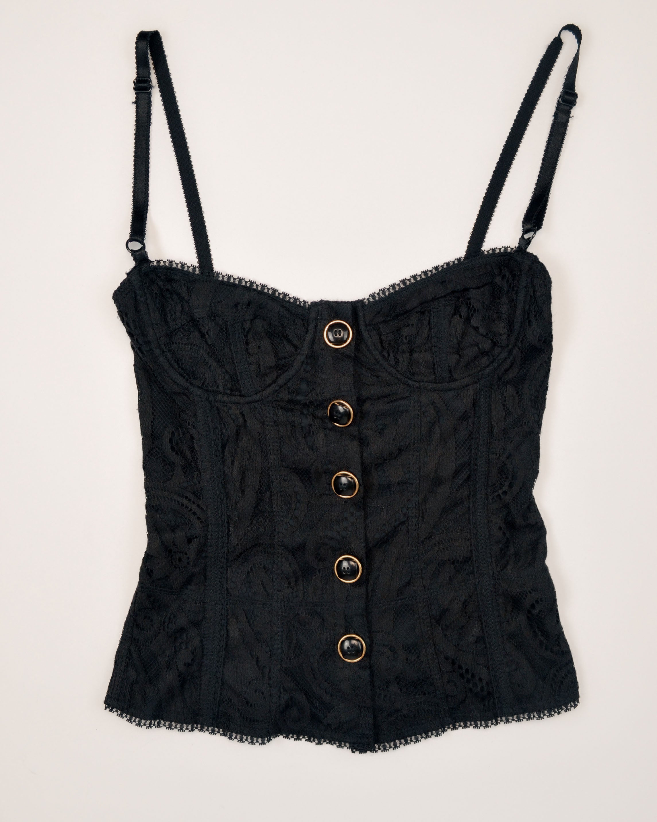 2000S BLACK LACE CORSET TOP