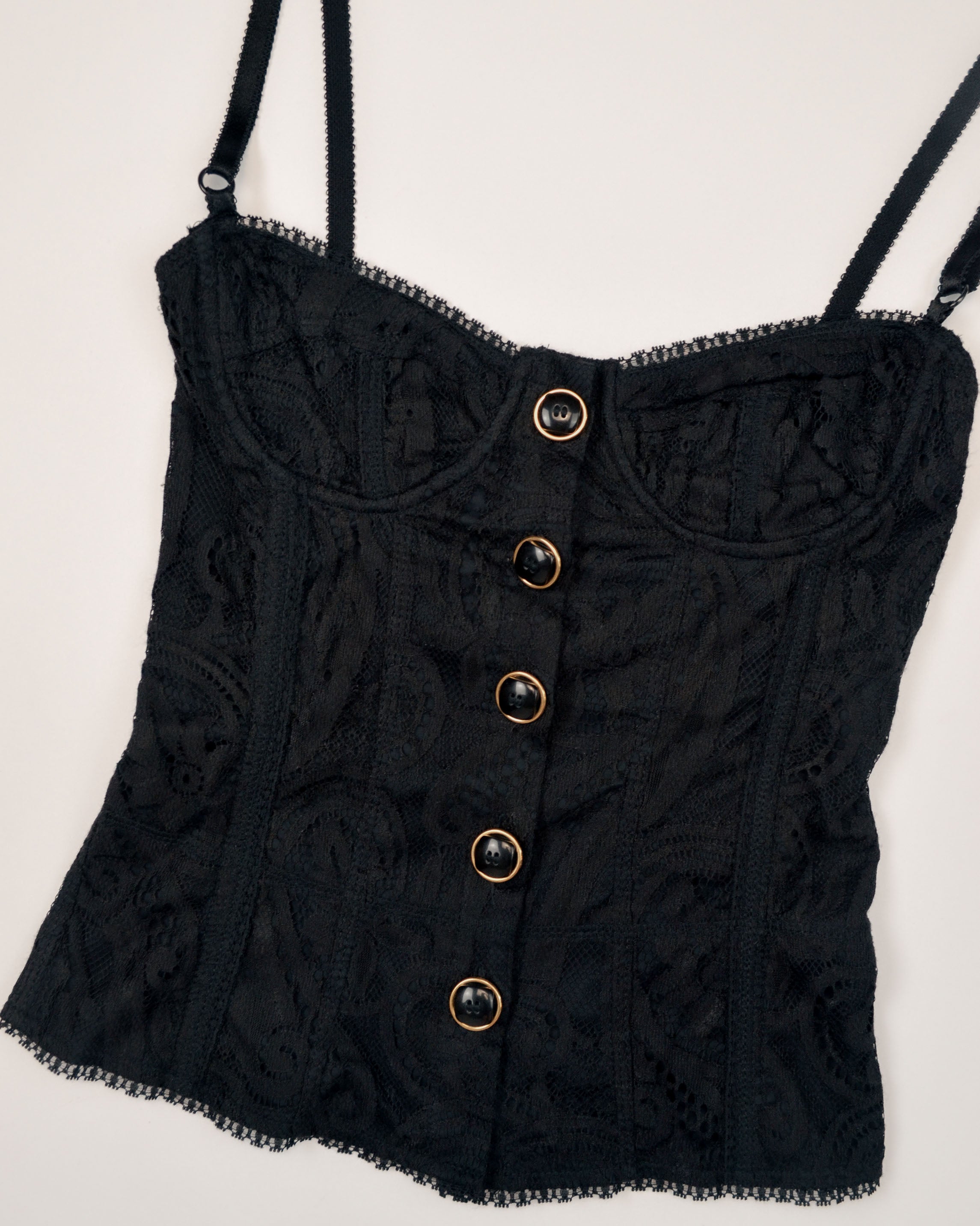 2000S BLACK LACE CORSET TOP