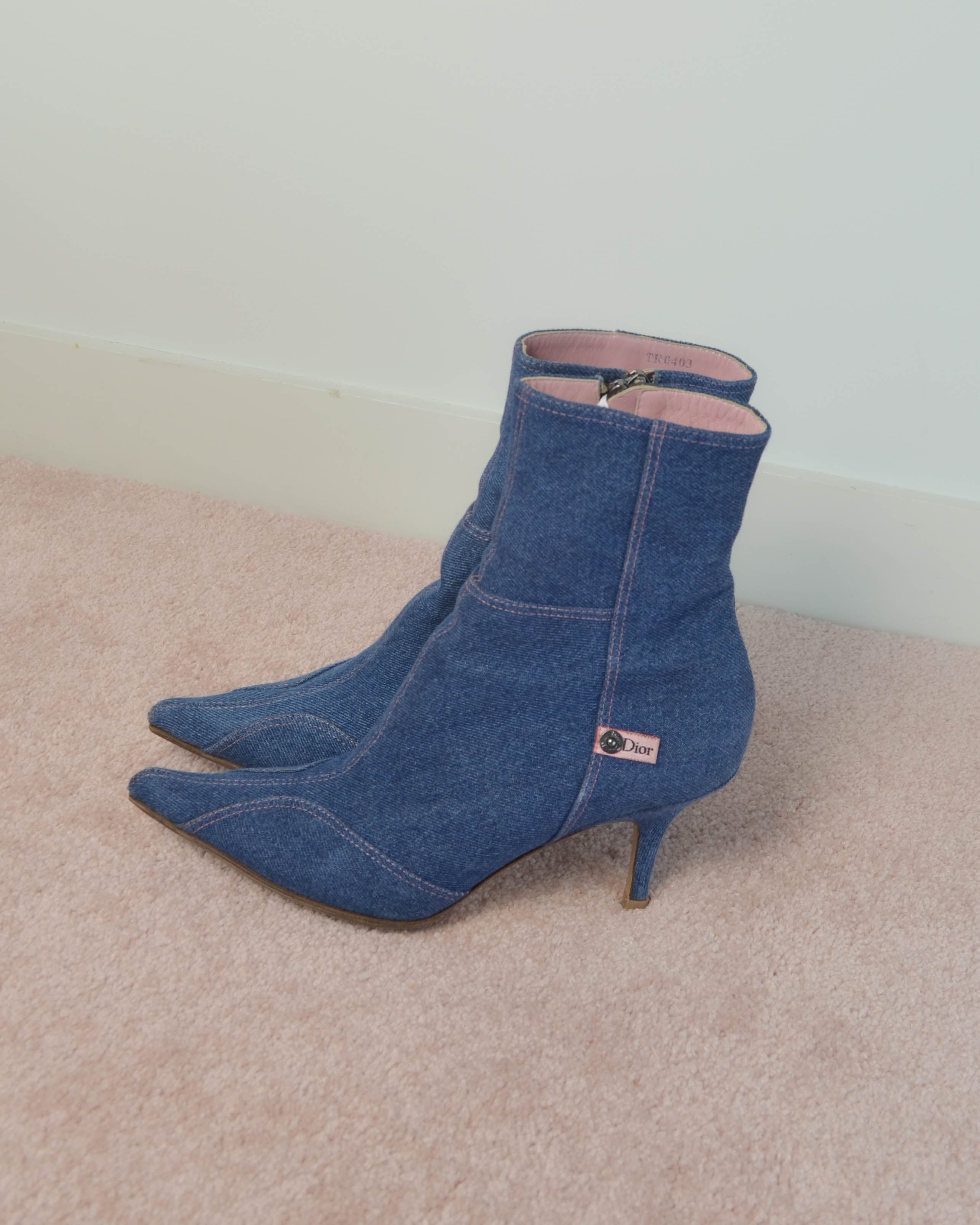 JOHN GALLIANO DENIM ANKLE BOOTS
